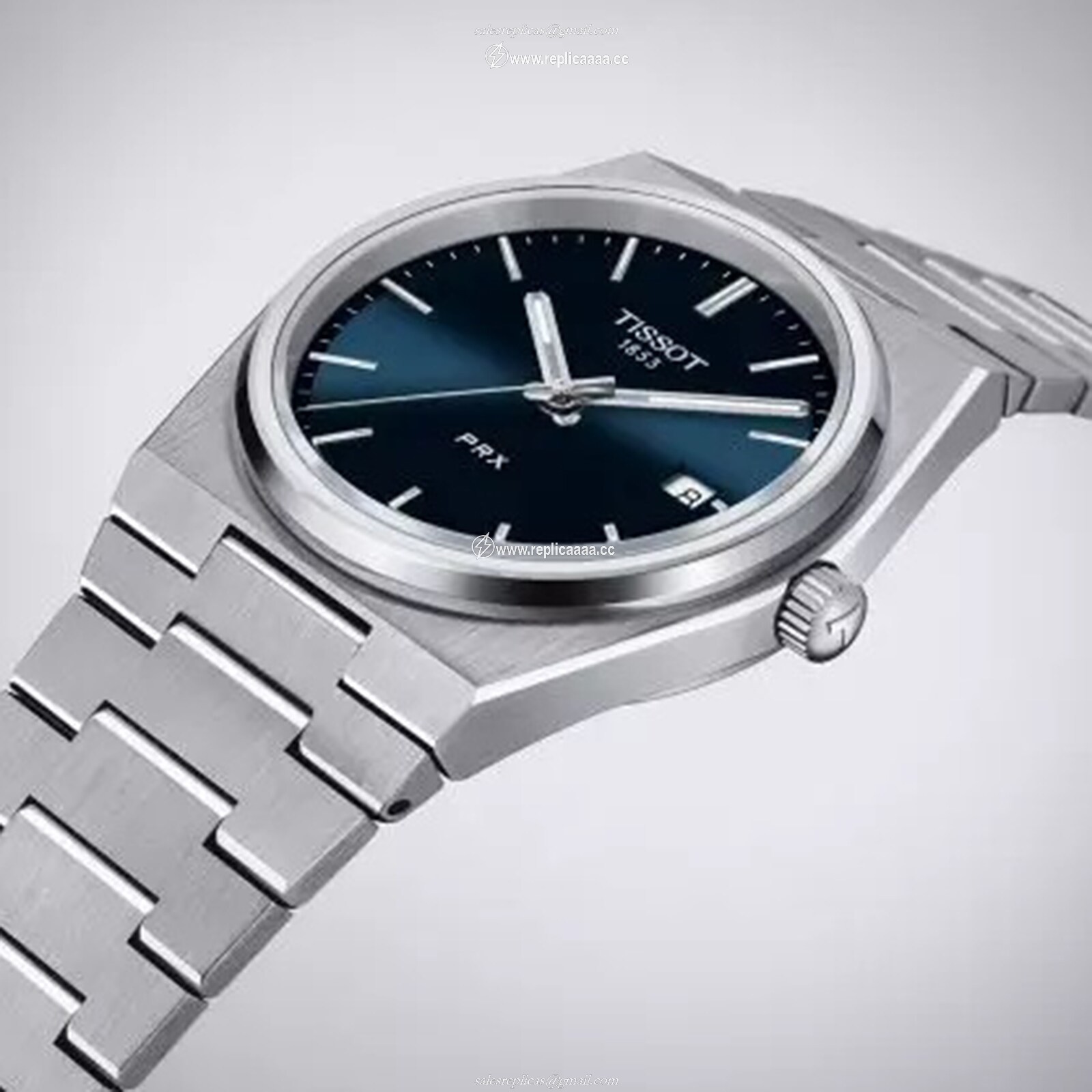 Replica Tissot T-Classic PRX 35mm Unisex details Blue T1372101104100