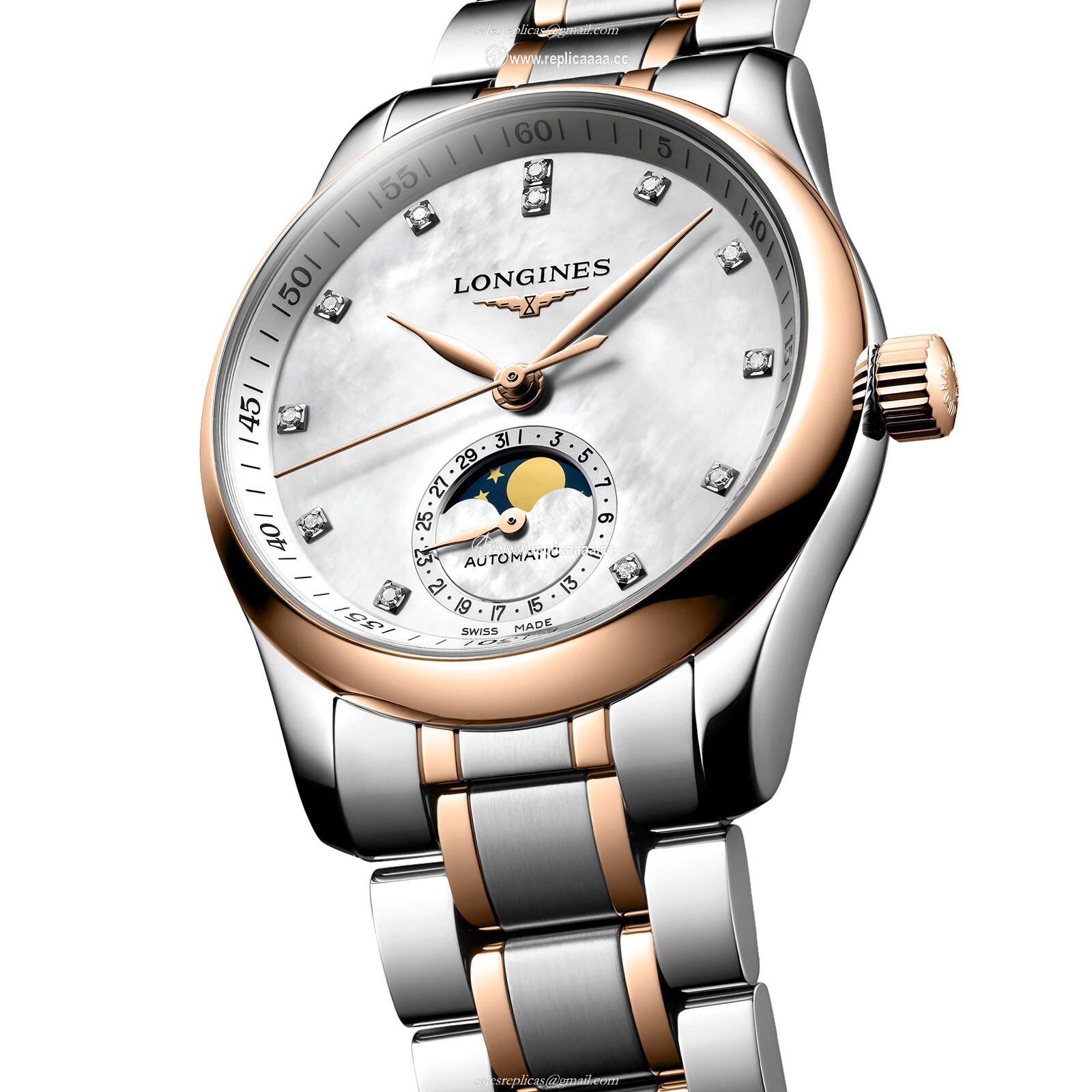 Replica Longines Master Collection Moophase 34mm Ladies details Mother Of Pearl L24095897 2 Replica Longines Master Collection Moophase 34mm Ladies details Mother Of Pearl L24095897
