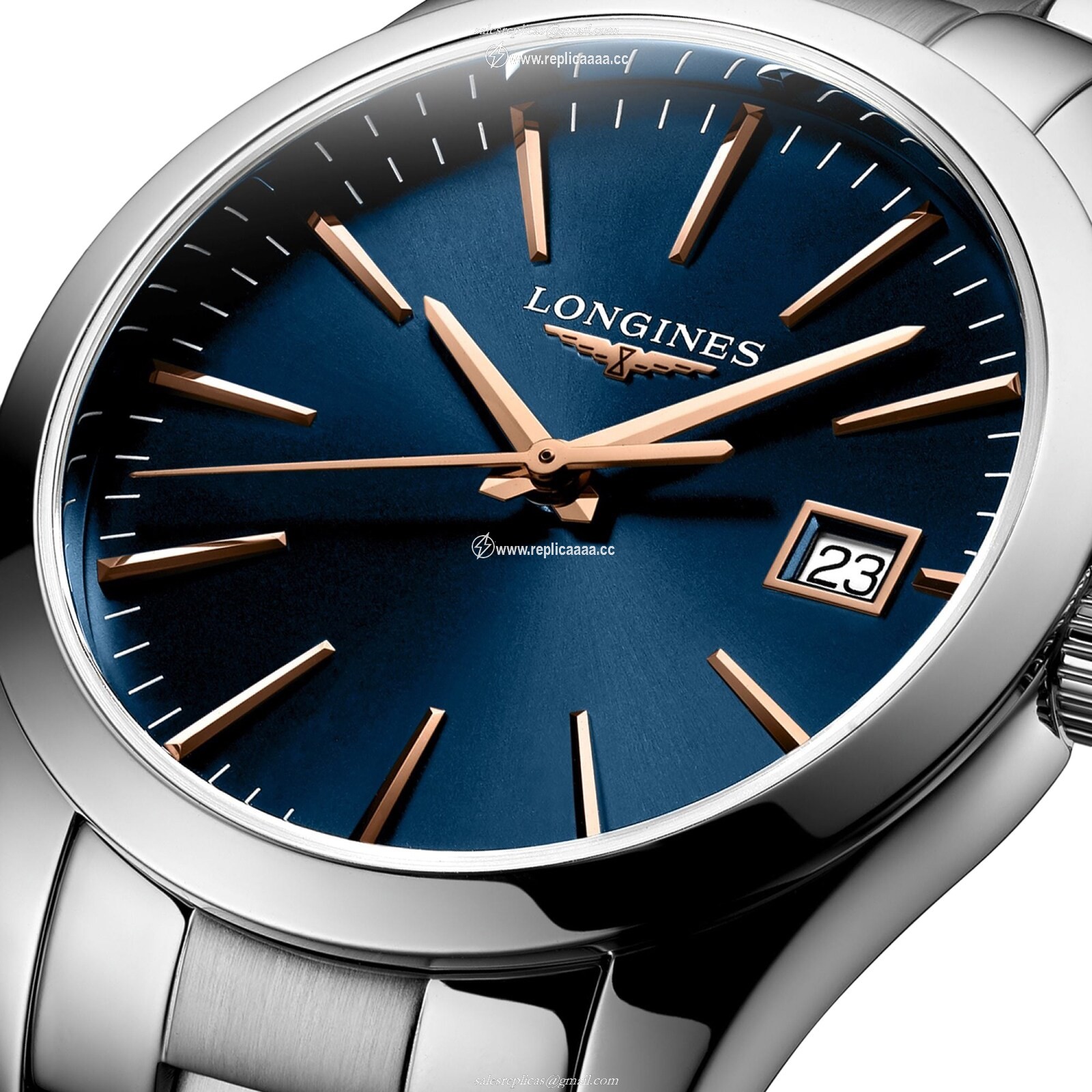 Replica Longines Conquest Classic 34mm Ladies details Blue L23864926