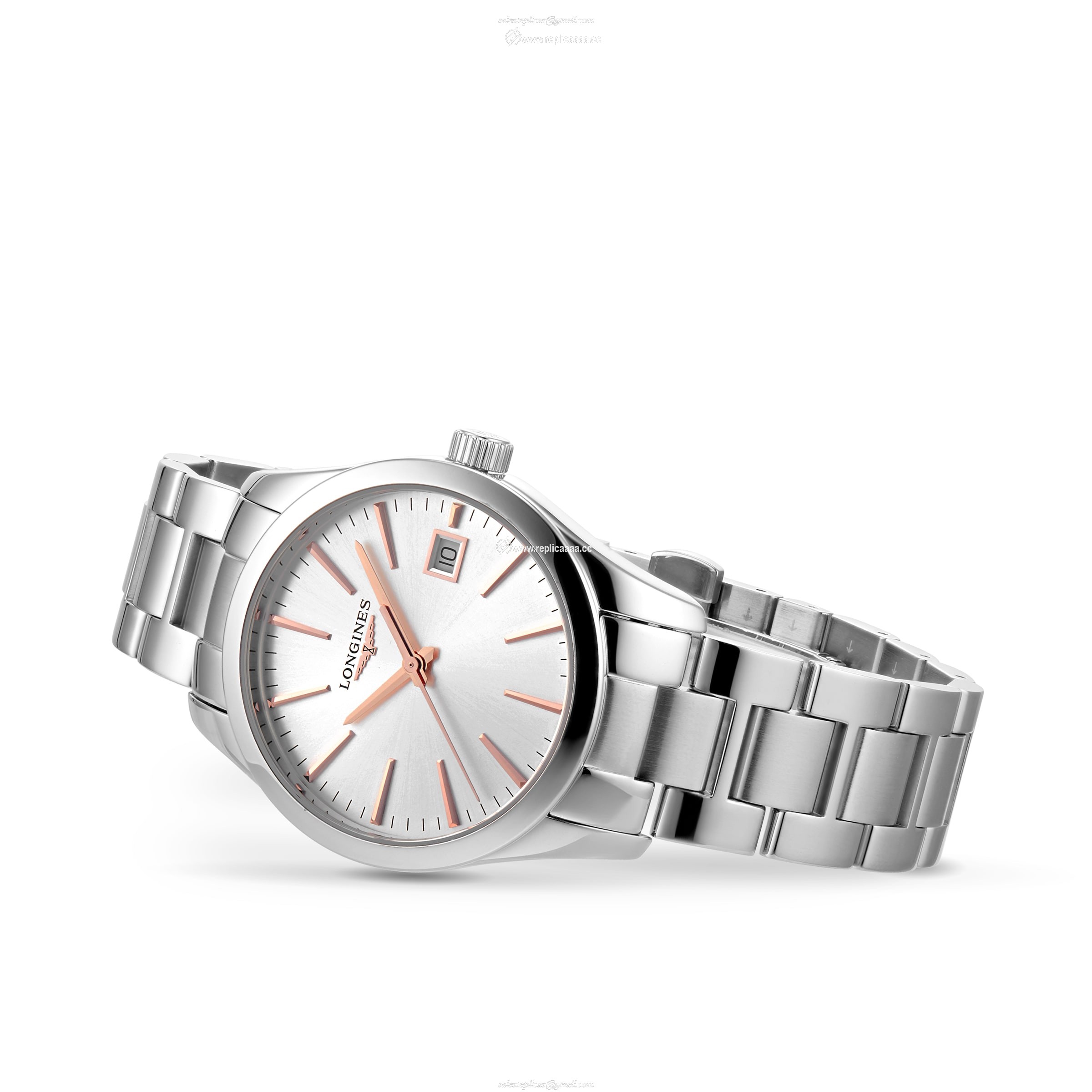 Replica Longines Conquest Classic 34mm Silver Dial Stainless Steel Ladies details L23864726