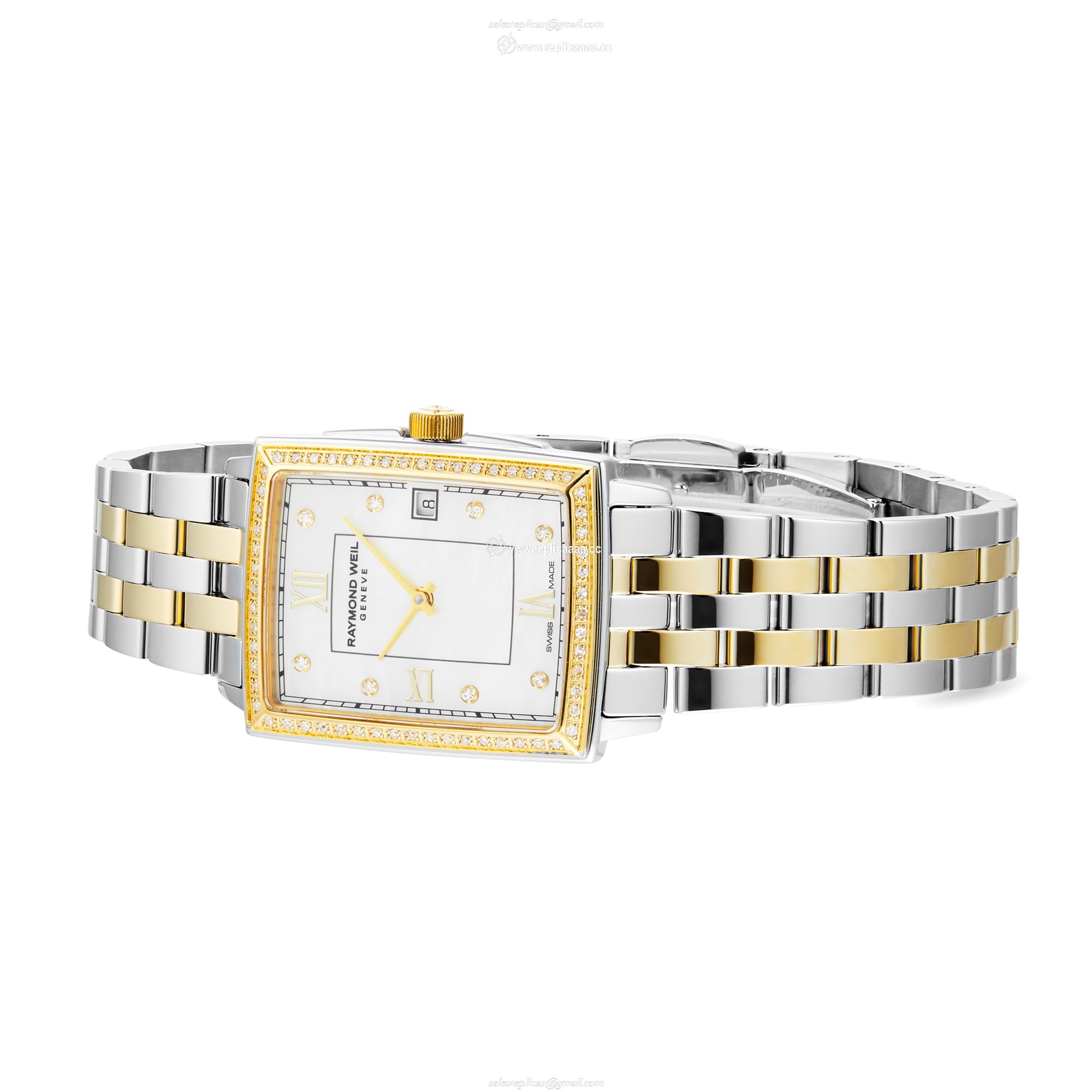 Replica Raymond Weil Toccata Ladies Rectangular 68 Diamonds details 22.6mm 5925-SPS-00995