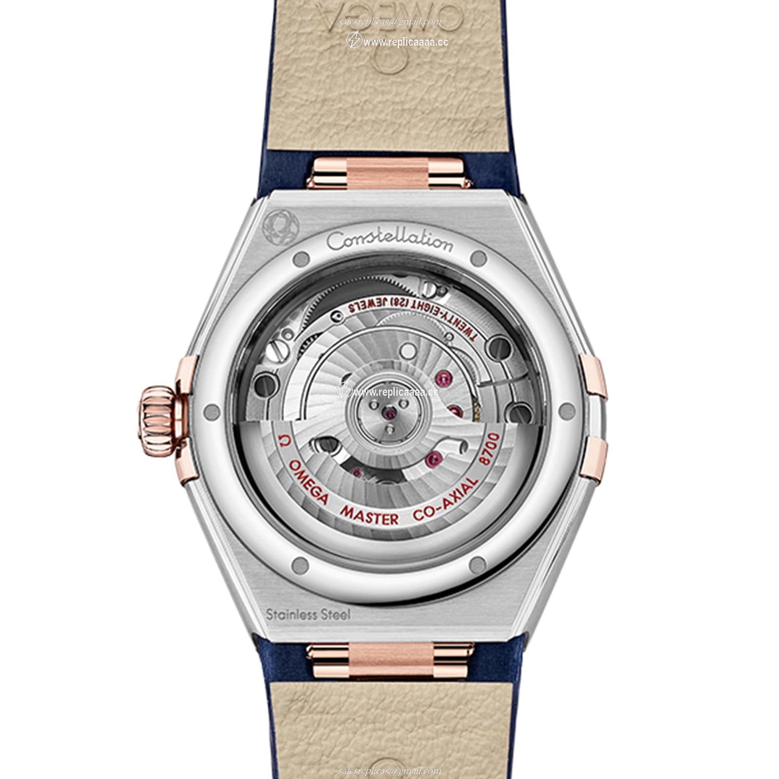Replica Omega Constellation Co-Axial Master Chronometer 29mm Ladies details Blue O13123292099003