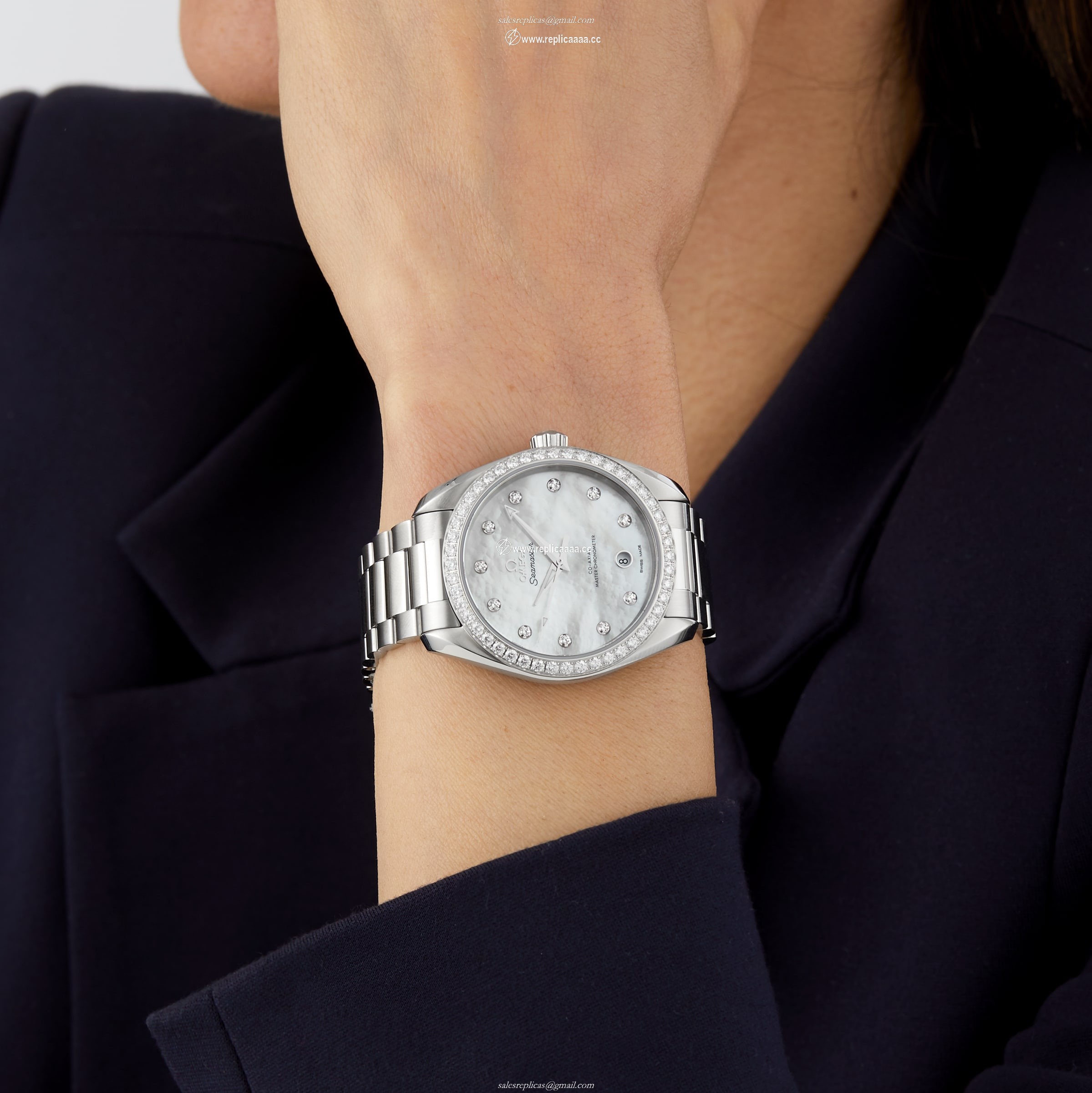 Replica Omega Seamaster Aqua Terra Diamond 38mm Ladies details O22015382055001