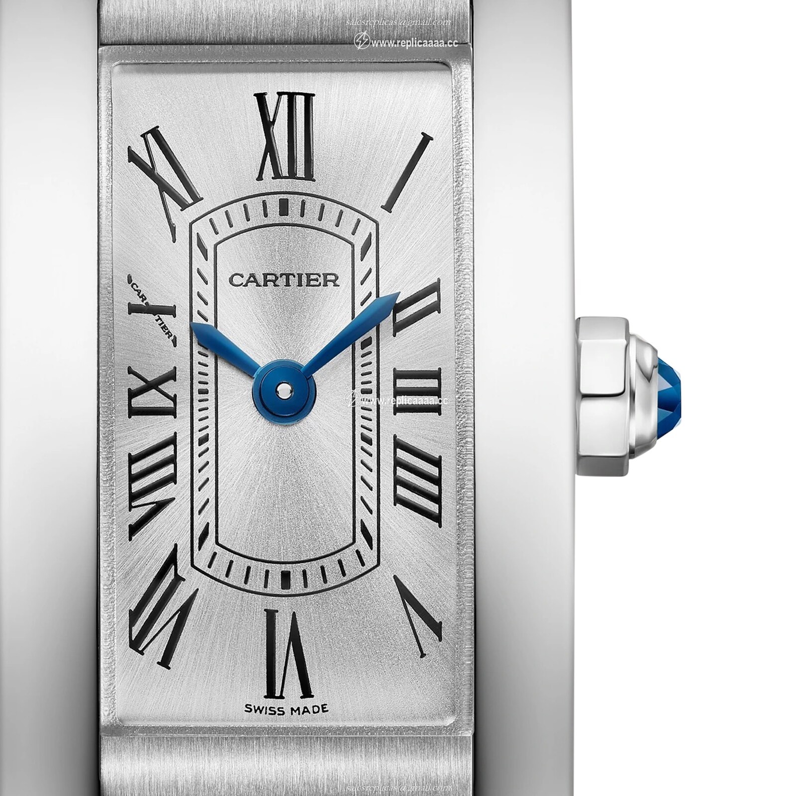 Replica Cartier Tank Americaine details Mini Model Quartz Movement Steel Leather WSTA0081