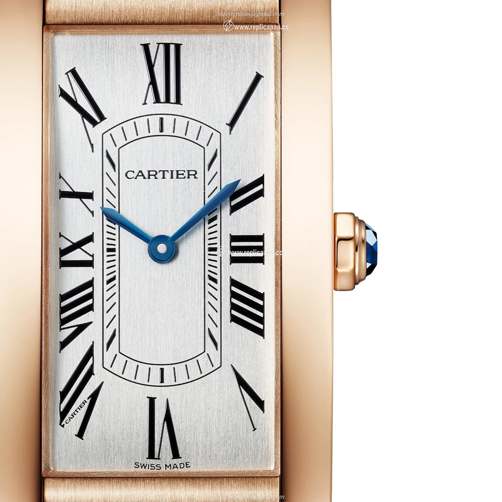 Replica Cartier Tank Americaine details Large model Automatic Movement Rose Gold Leather WGTA0134
