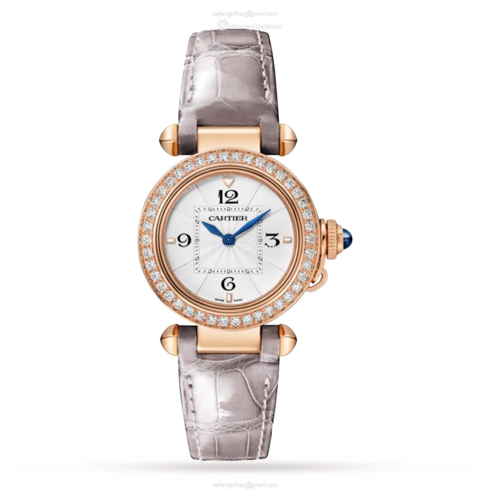 Replica Cartier Pasha De Cartier details 30mm High Autonomy Quartz Movement Rose Gold Interchangeable Leather Straps WJPA0017