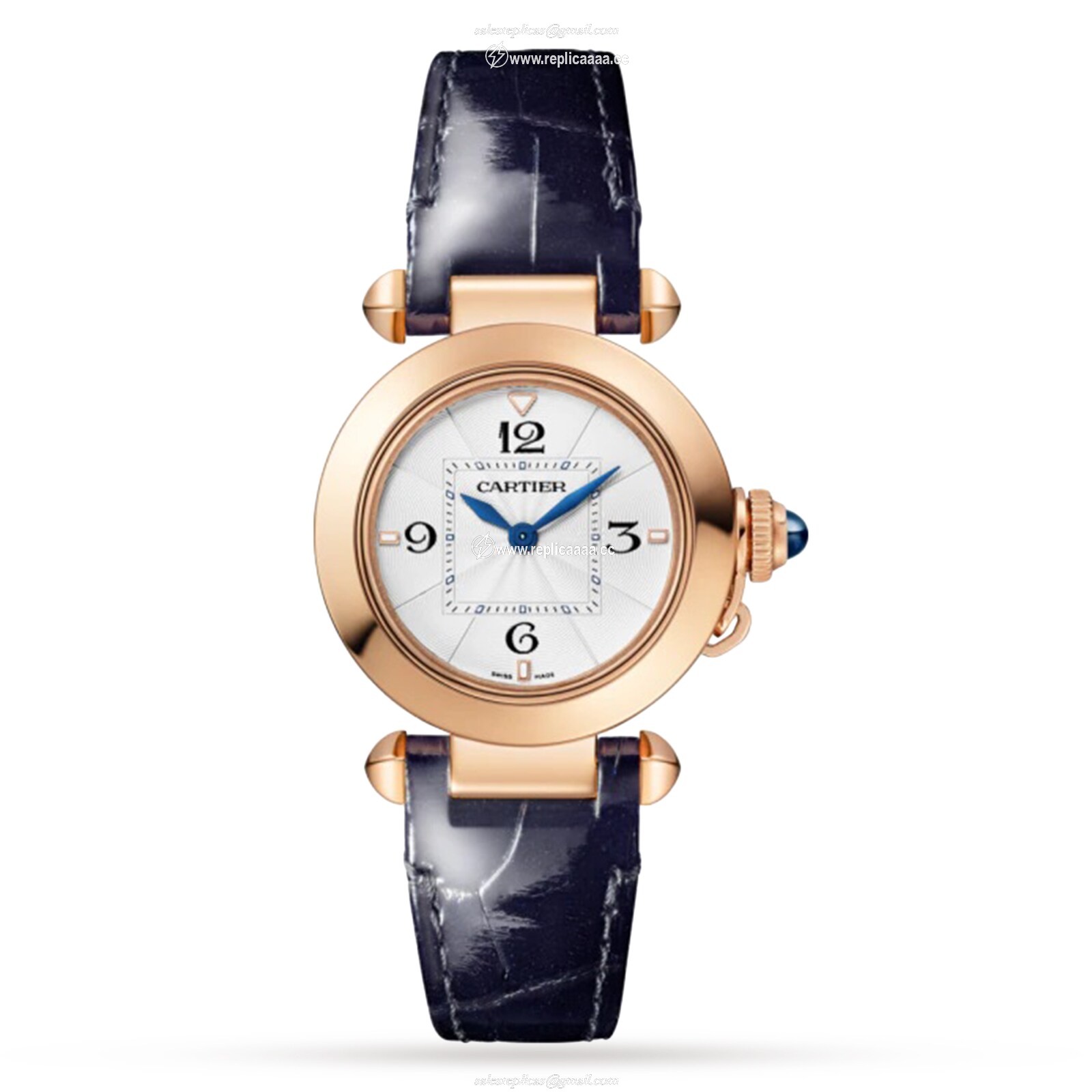 Replica Cartier Pasha De Cartier details 30mm High Autonomy Quartz Movement Rose Gold Interchangeable Leather Straps WGPA0018