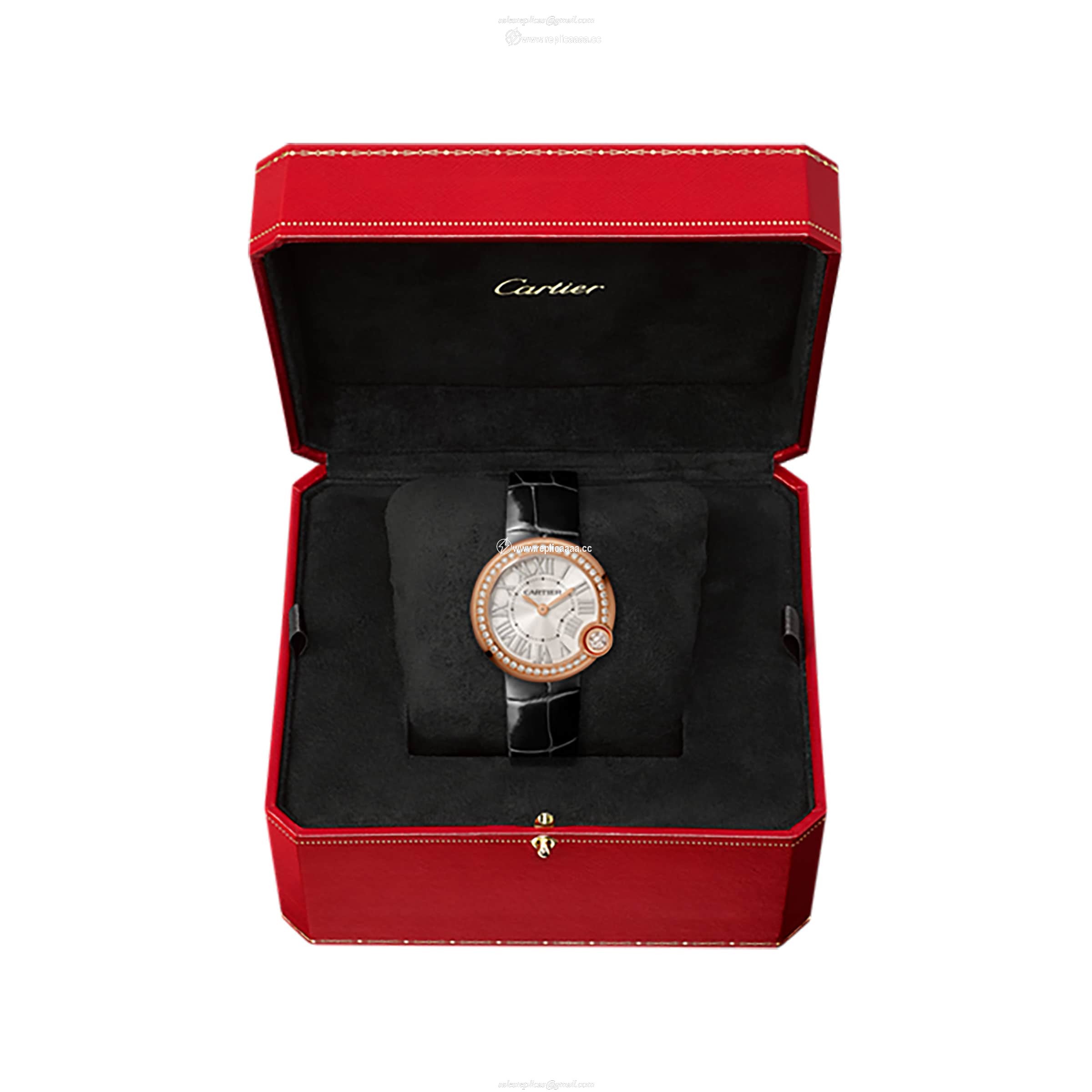 Replica Cartier Ballon Blanc De Cartier details 30mm Quartz Movement Rose Gold Diamonds Leather WJBL0008 2 Replica Cartier Ballon Blanc De Cartier details 30mm Quartz Movement Rose Gold Diamonds Leather WJBL0008