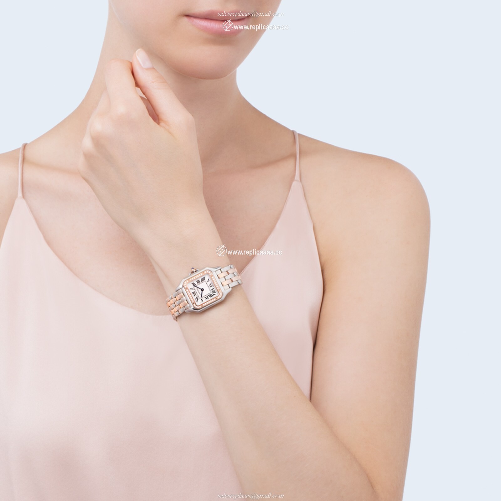 Replica Cartier Panthere De Cartier details Medium Model Quartz Movement Rose Gold Steel Diamonds W3PN0007 2 Replica Cartier Panthere De Cartier details Medium Model Quartz Movement Rose Gold Steel Diamonds W3PN0007