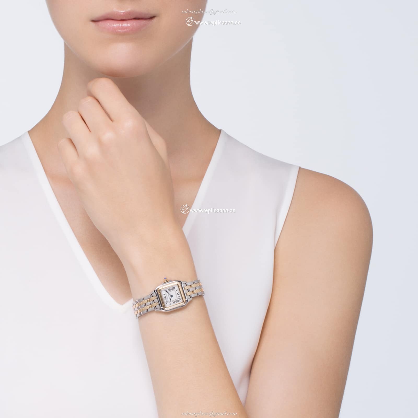 Replica Cartier Panthere De Cartier details Small Model Quartz Movement Yellow Gold Steel W2PN0006 2 Replica Cartier Panthere De Cartier details Small Model Quartz Movement Yellow Gold Steel W2PN0006