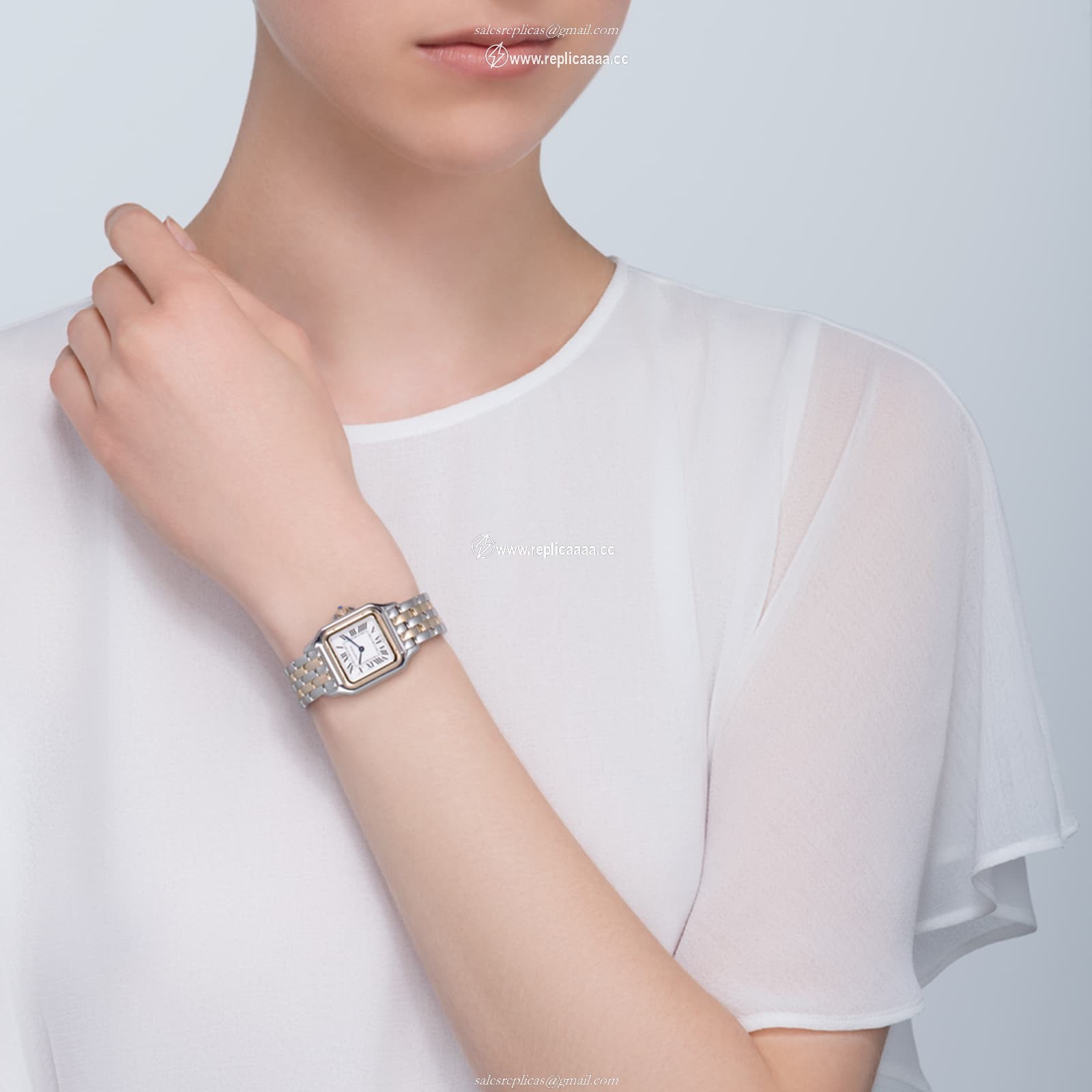 Replica Cartier Panthere De Cartier details Medium Model Quartz Movement Yellow Gold Steel W2PN0007