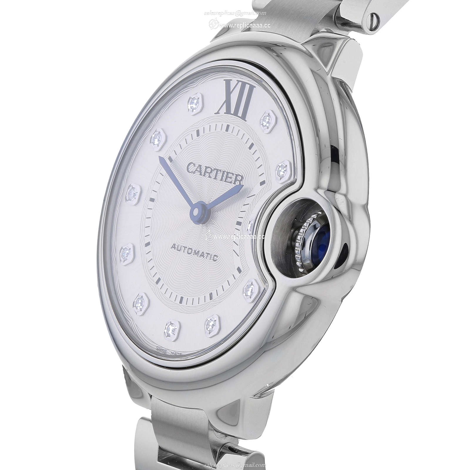 Replica Cartier Ballon Bleu De Cartier details 33mm Automatic Movement Steel Diamonds W4BB0021 2 Replica Cartier Ballon Bleu De Cartier details 33mm Automatic Movement Steel Diamonds W4BB0021