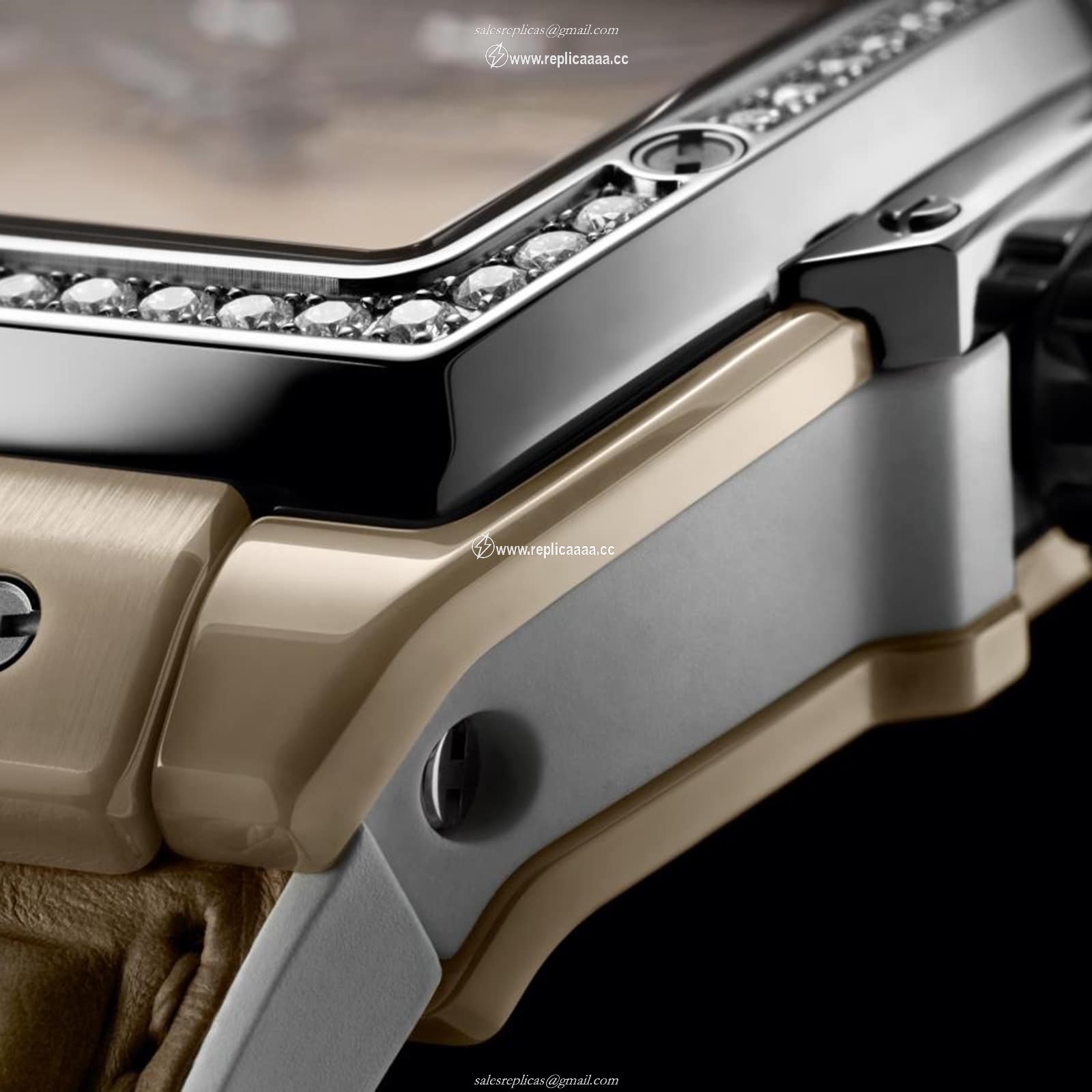 Replica Hublot Spirit Of Big Bang Beige Ceramic Titanium Diamonds 39mm 665.CZ.891B.LR.1204