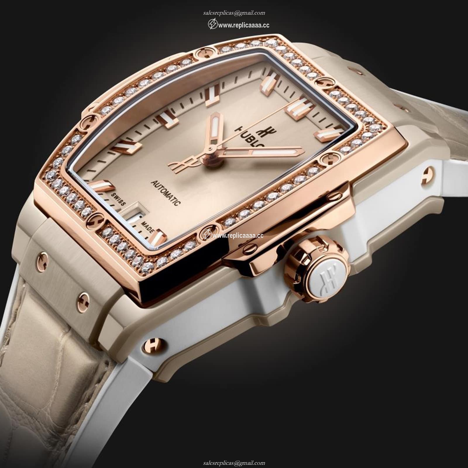 Replica Hublot Spirit Of Big Bang Beige Ceramic King Gold Diamonds 39mm details 665.CZ.898B.LR.1204 2 Replica Hublot Spirit Of Big Bang Beige Ceramic King Gold Diamonds 39mm details 665.CZ.898B.LR.1204