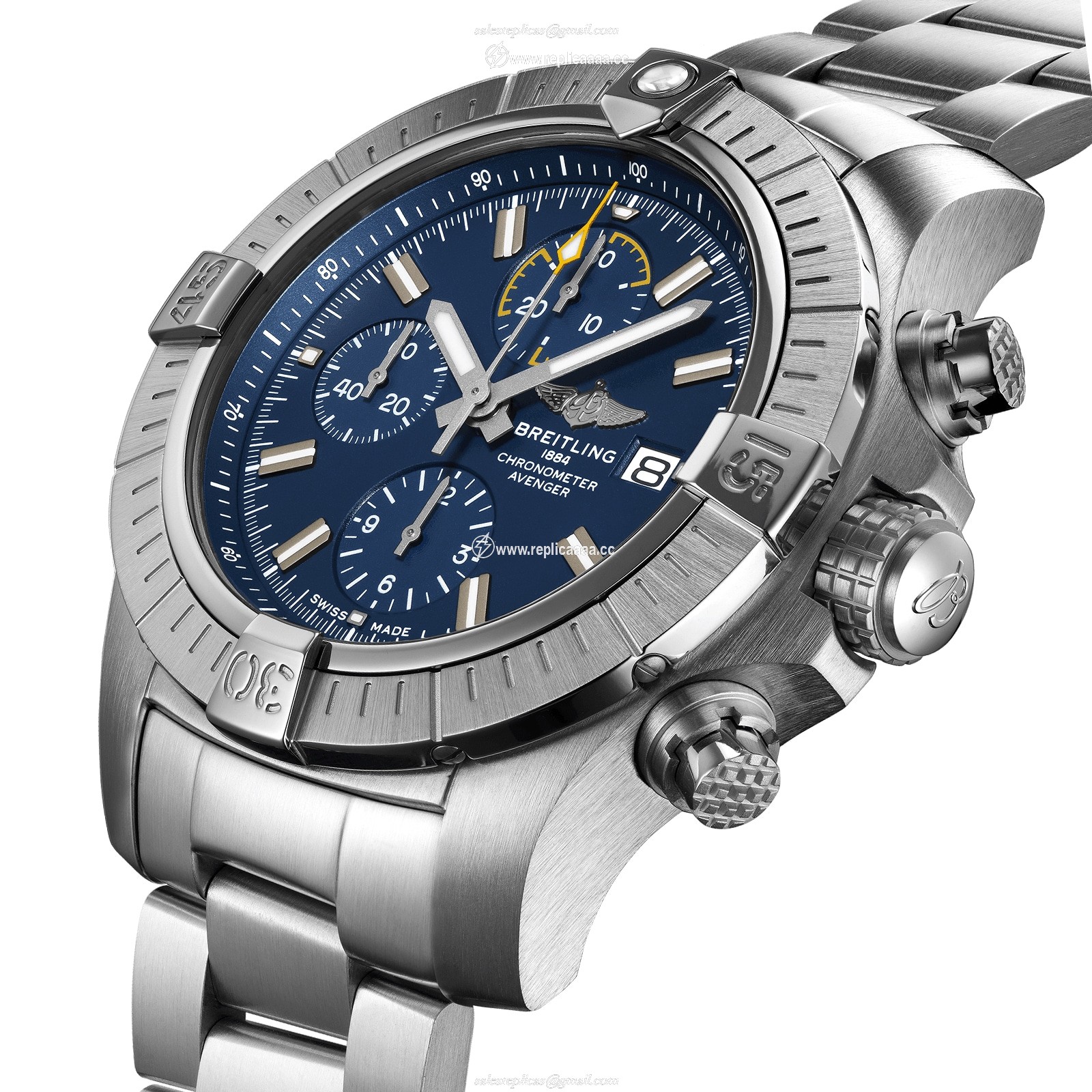 Replica Breitling Avenger Chronograph 45 Stainless Steel details A13317101C1A1