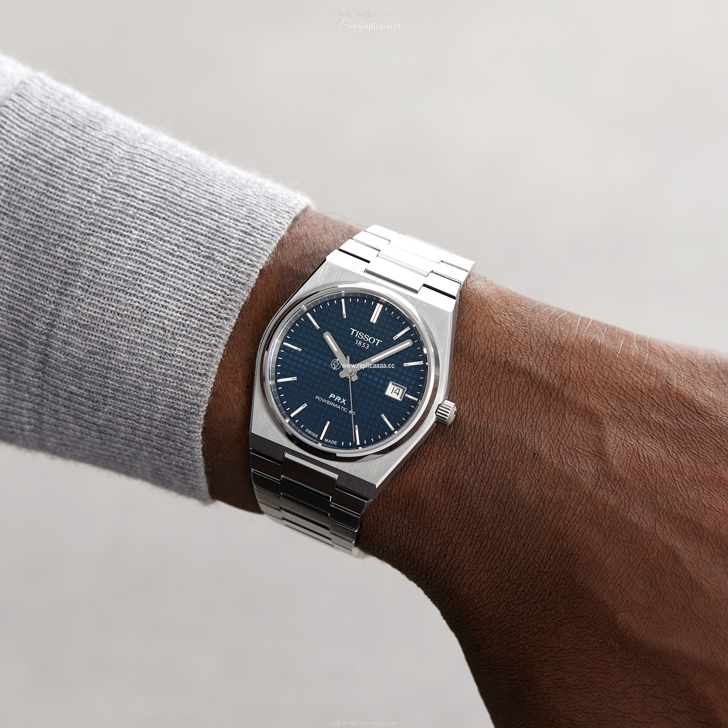 Replica Tissot T-Classic PRX Powermatic 80 40mm Mens details Blue T1374071104100 2 Replica Tissot T-Classic PRX Powermatic 80 40mm Mens details Blue T1374071104100