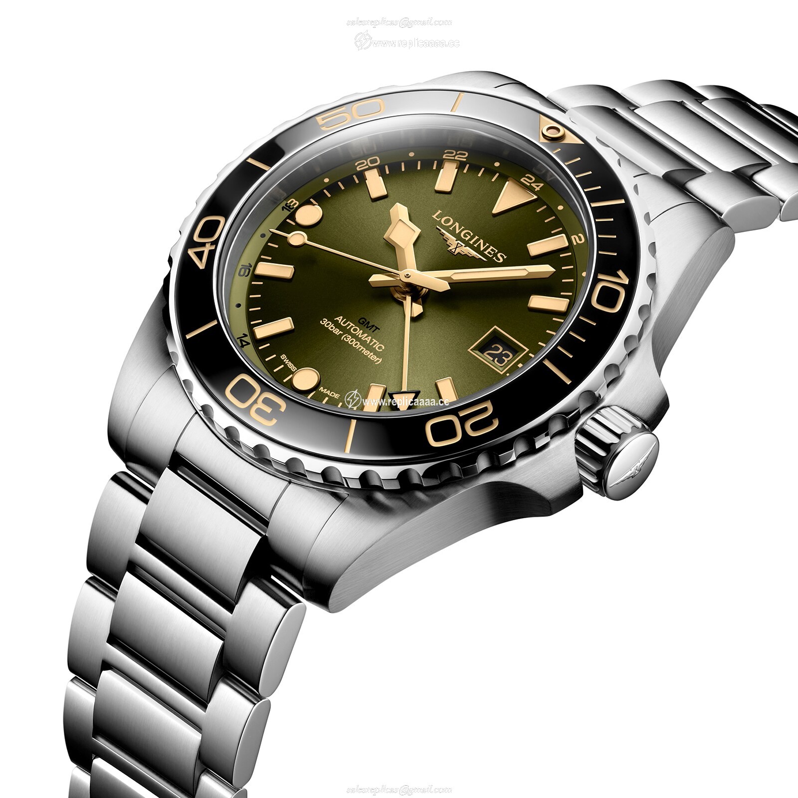 Replica Longines Hydroconquest 41mm Mens details Green Stainless Steel L37904066