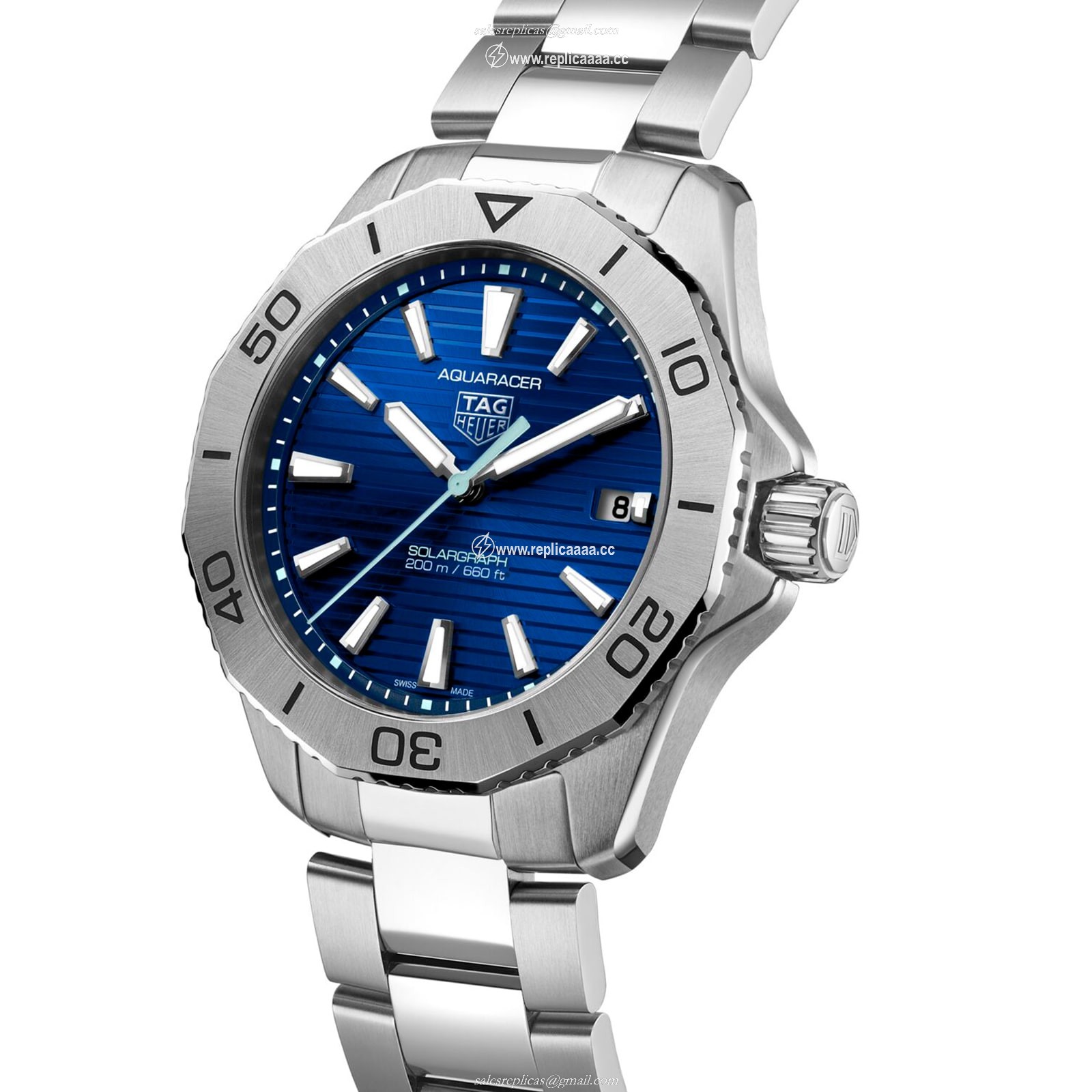 Replica TAG Heuer Aquaracer Professional 200 Solargraph 40mm Mens details Blue WBP1113.BA0000 2 Replica TAG Heuer Aquaracer Professional 200 Solargraph 40mm Mens details Blue WBP1113.BA0000