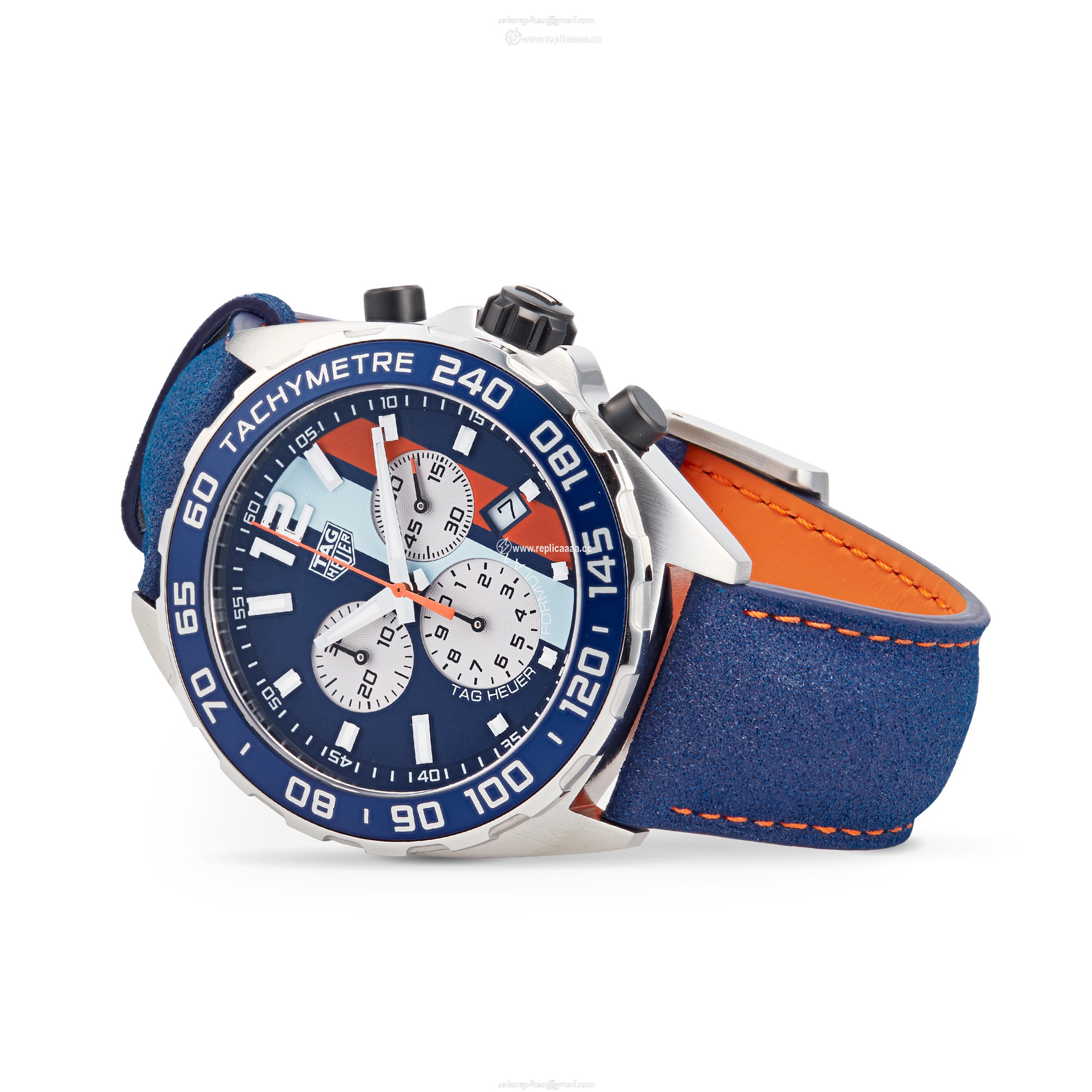 Replica TAG Heuer Formula 1 Gulf Quartz Chronograph Special Edition 43mm Mens details CAZ101N.FC8243