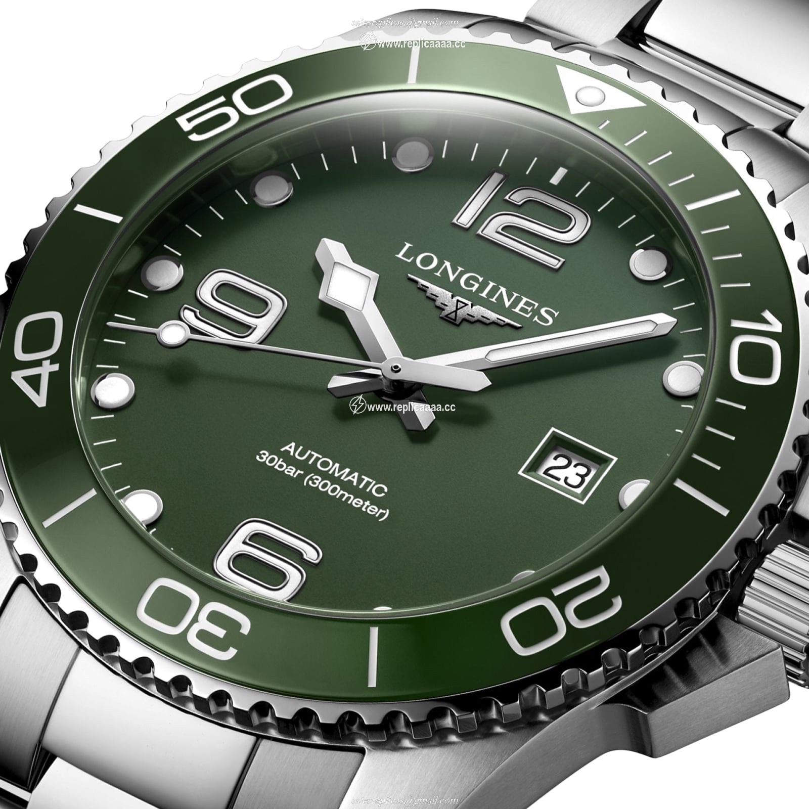 Replica Longines HydroConquest 43mm Mens details Green L37824066