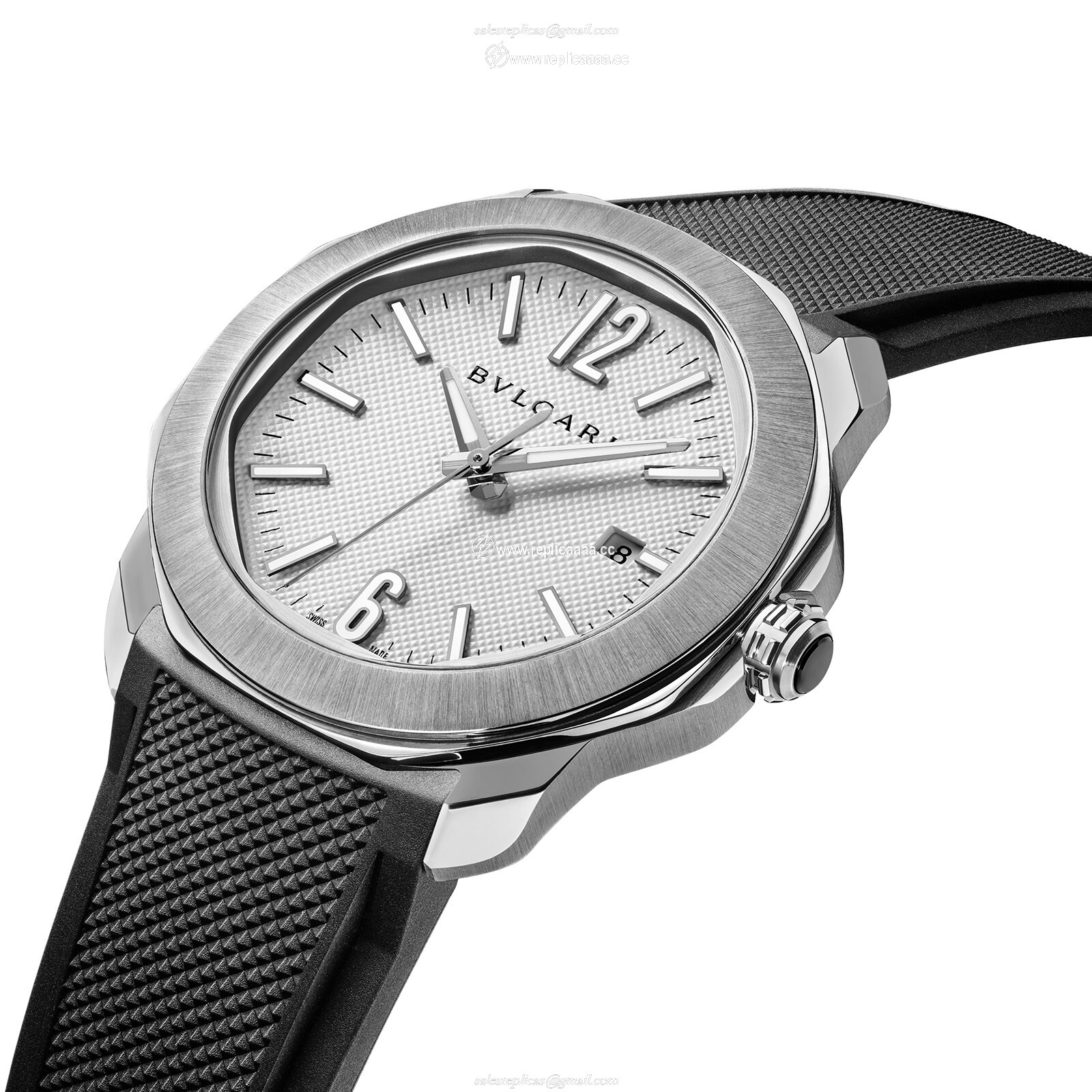 Replica Bvlgari Stainless Steel Octo Roma 41mm White Dial Auto Gents Interchangable Strap details 103738