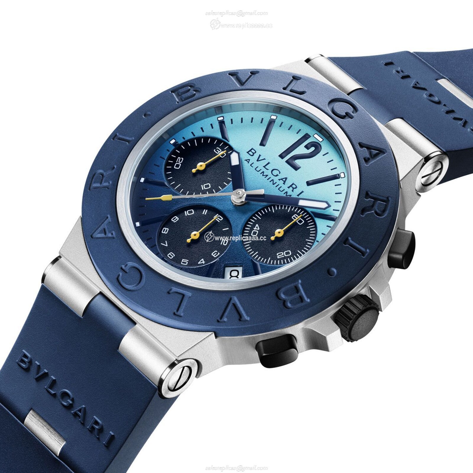 Replica Bvlgari Aluminium Limited Edition 40mm Mens details Blue 103844 2 Replica Bvlgari Aluminium Limited Edition 40mm Mens details Blue 103844