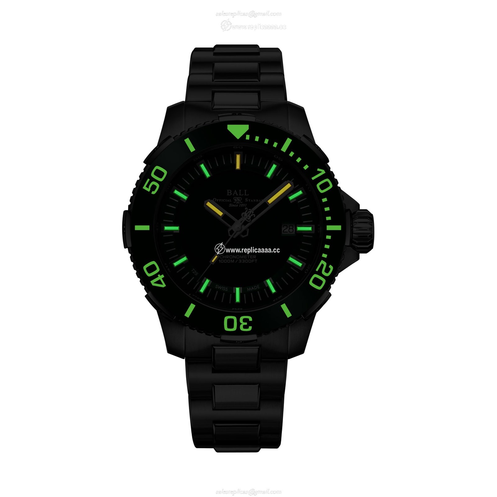 Replica BALL Engineer Hydrocarbon DeepQUEST II 42mm Mens details Green DM3002A-S4CJ-GR