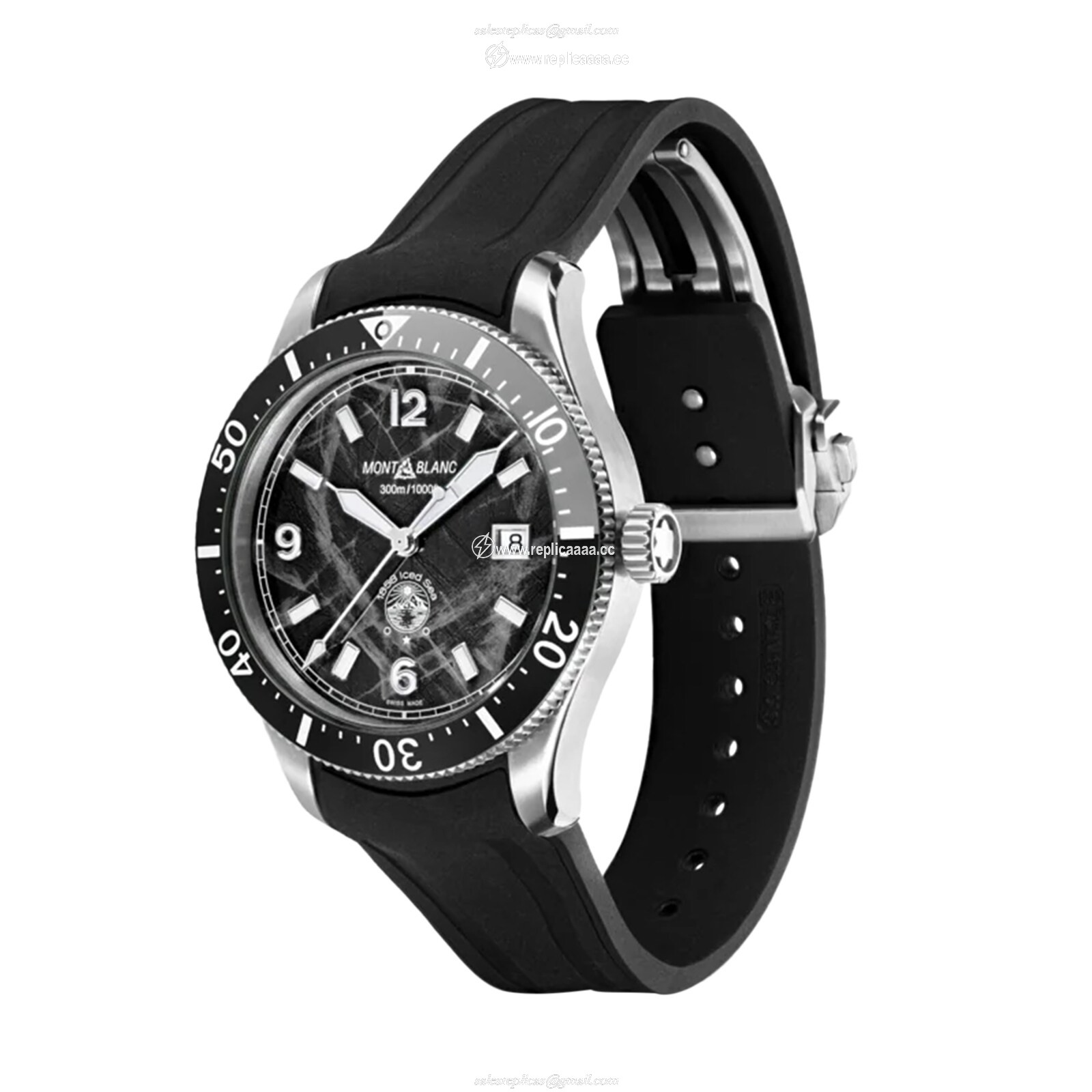 Replica Montblanc 1858 Iced Sea Automatic 41mm Mens details Black 129372 2 Replica Montblanc 1858 Iced Sea Automatic 41mm Mens details Black 129372