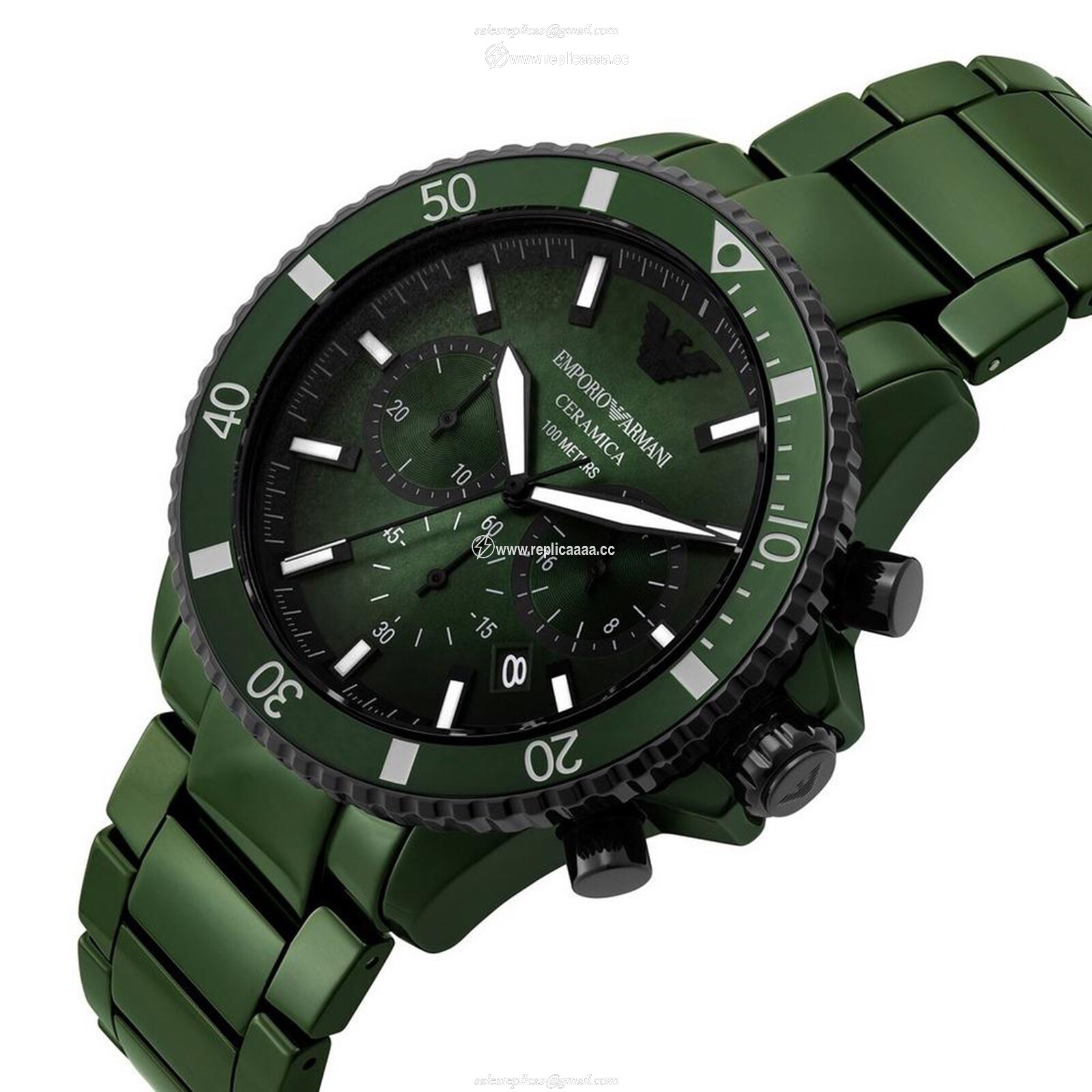 Replica Emporio Armani Diver Mens details 43mm Green AR70011 2 Replica Emporio Armani Diver Mens details 43mm Green AR70011
