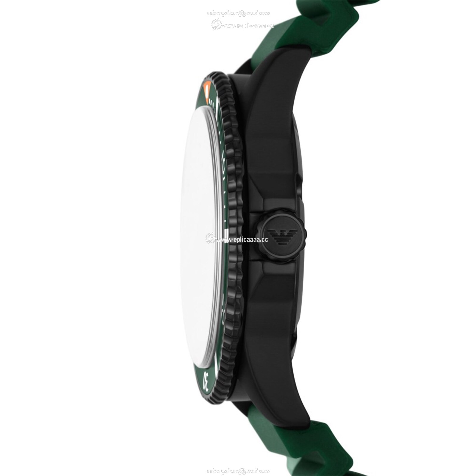 Replica Emporio Armani Three-Hand Date 42mm Silicone details Green AR11464