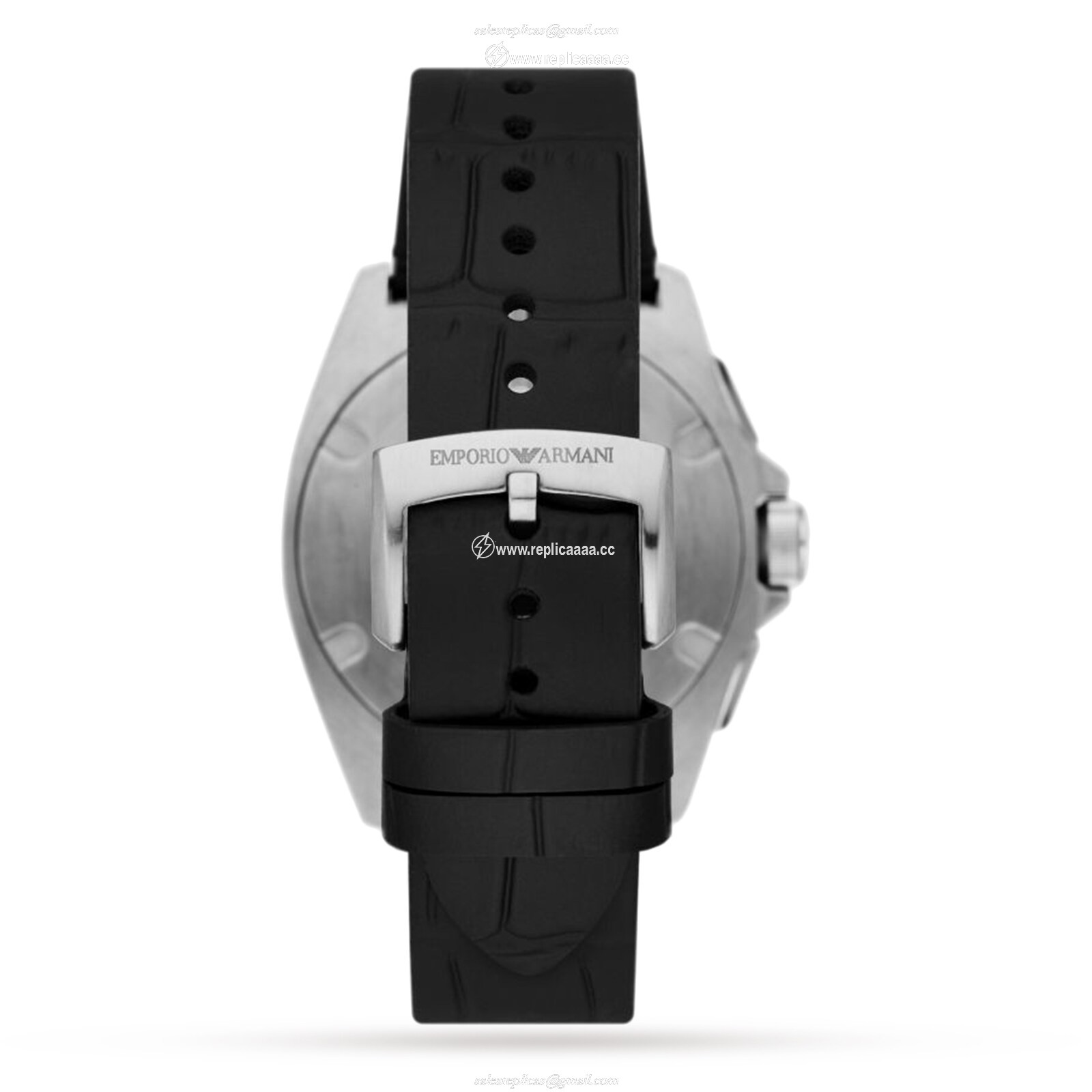 Replica Emporio Armani Chronograph Black Leather Mens details AR11430
