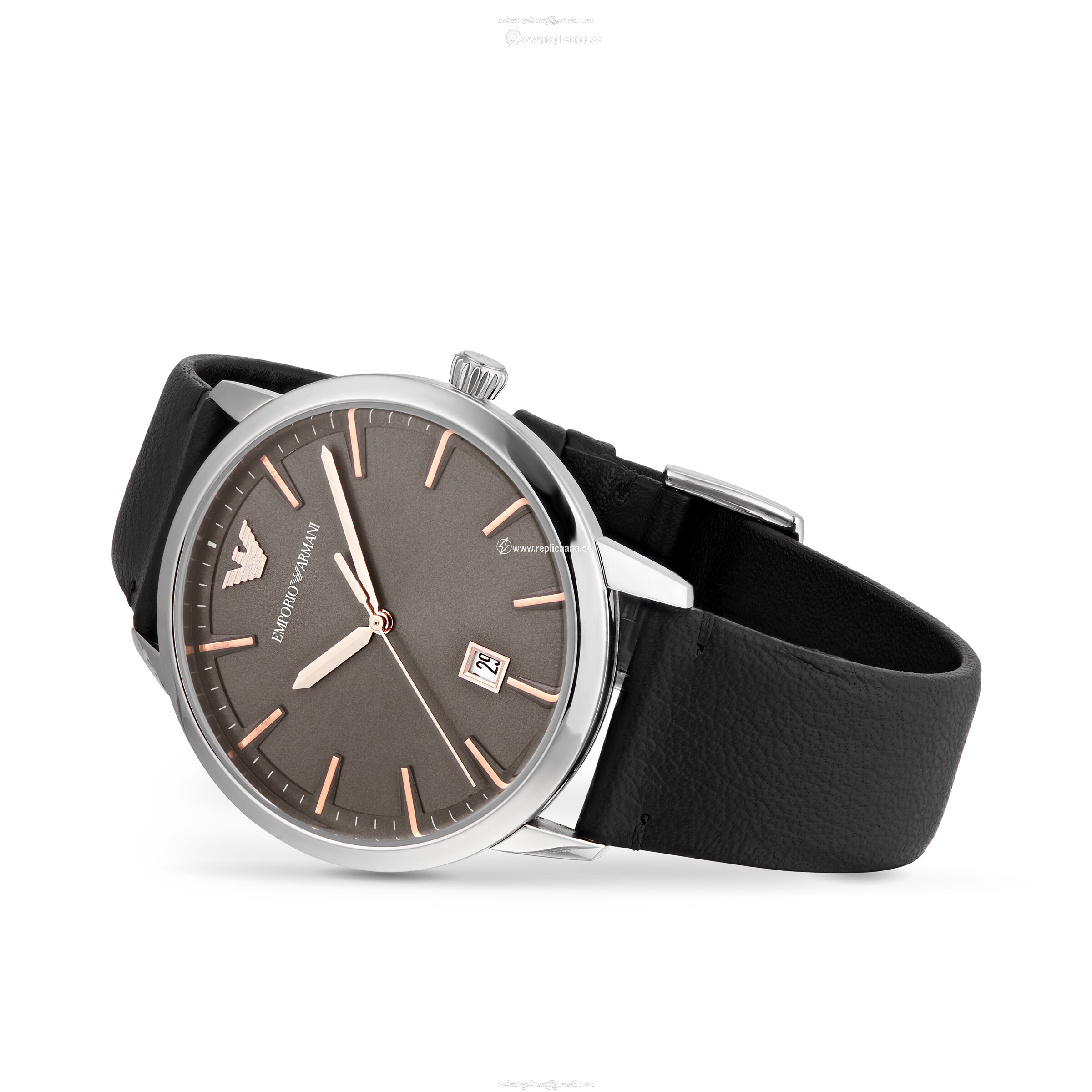 Replica Emporio Armani Black Leather Gents details AR11277 2 Replica Emporio Armani Black Leather Gents details AR11277