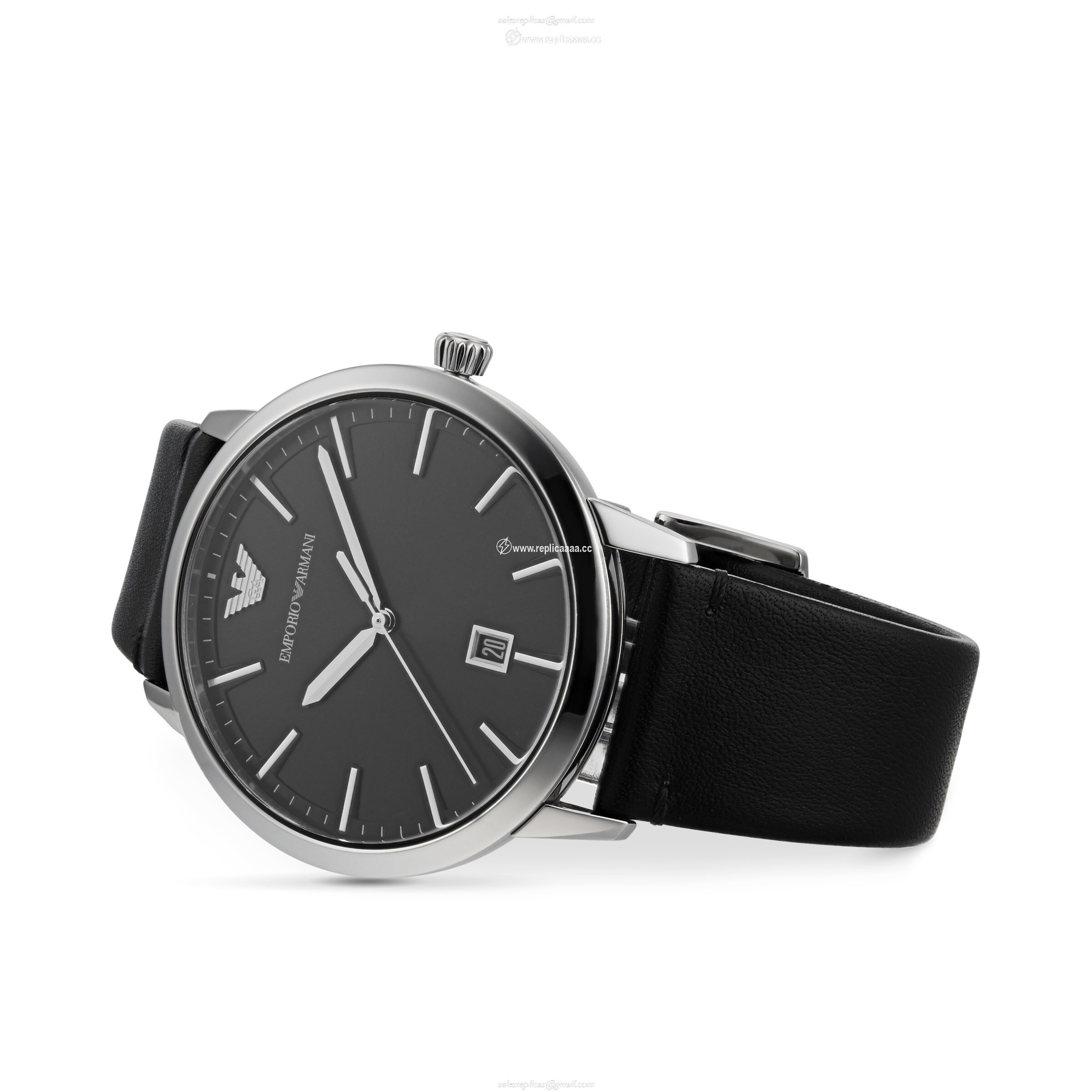 Replica Emporio Armani Black Leather Gents details AR11193 2 Replica Emporio Armani Black Leather Gents details AR11193