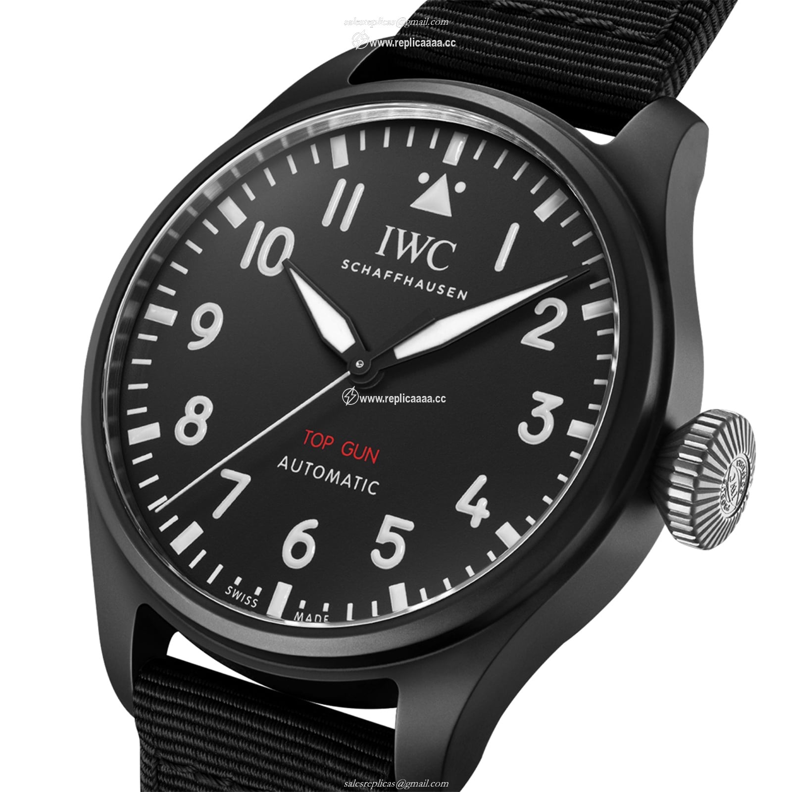 Replica IWC Big Pilot Top Gun 43mm Mens details Black IW329801