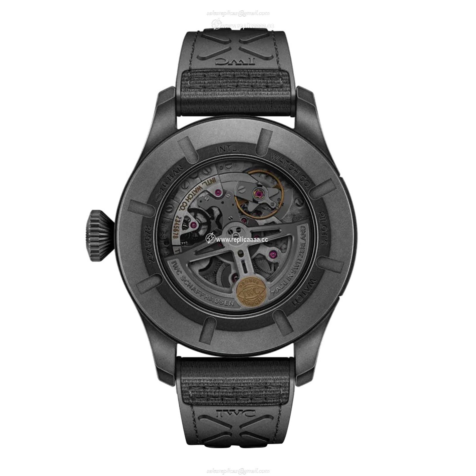 Replica IWC Pilot's Timezoner Top Gun Ceratanium 46mm Mens details Black IW395505 2 Replica IWC Pilot's Timezoner Top Gun Ceratanium 46mm Mens details Black IW395505