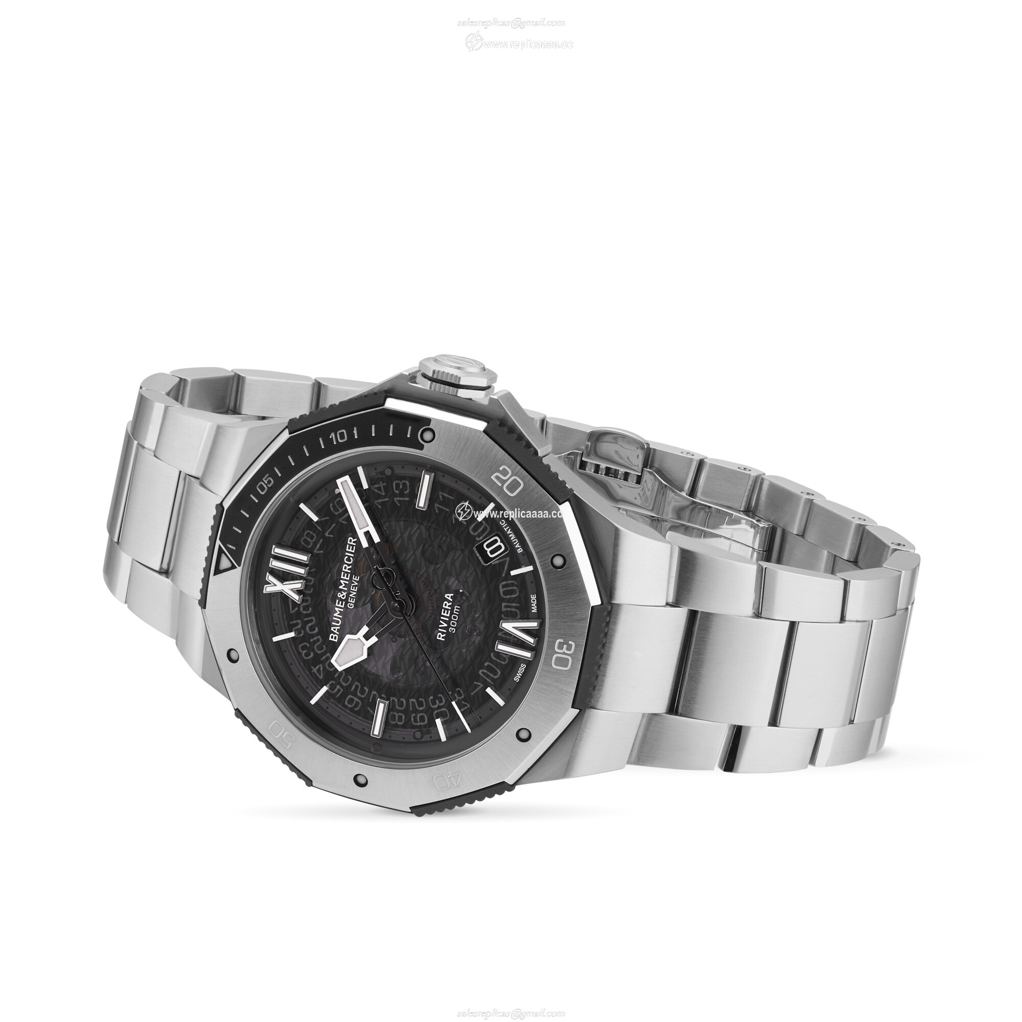 Replica Baume & Mercier Riviera 42mm Mens details Black BM0A10717 2 Replica Baume & Mercier Riviera 42mm Mens details Black BM0A10717