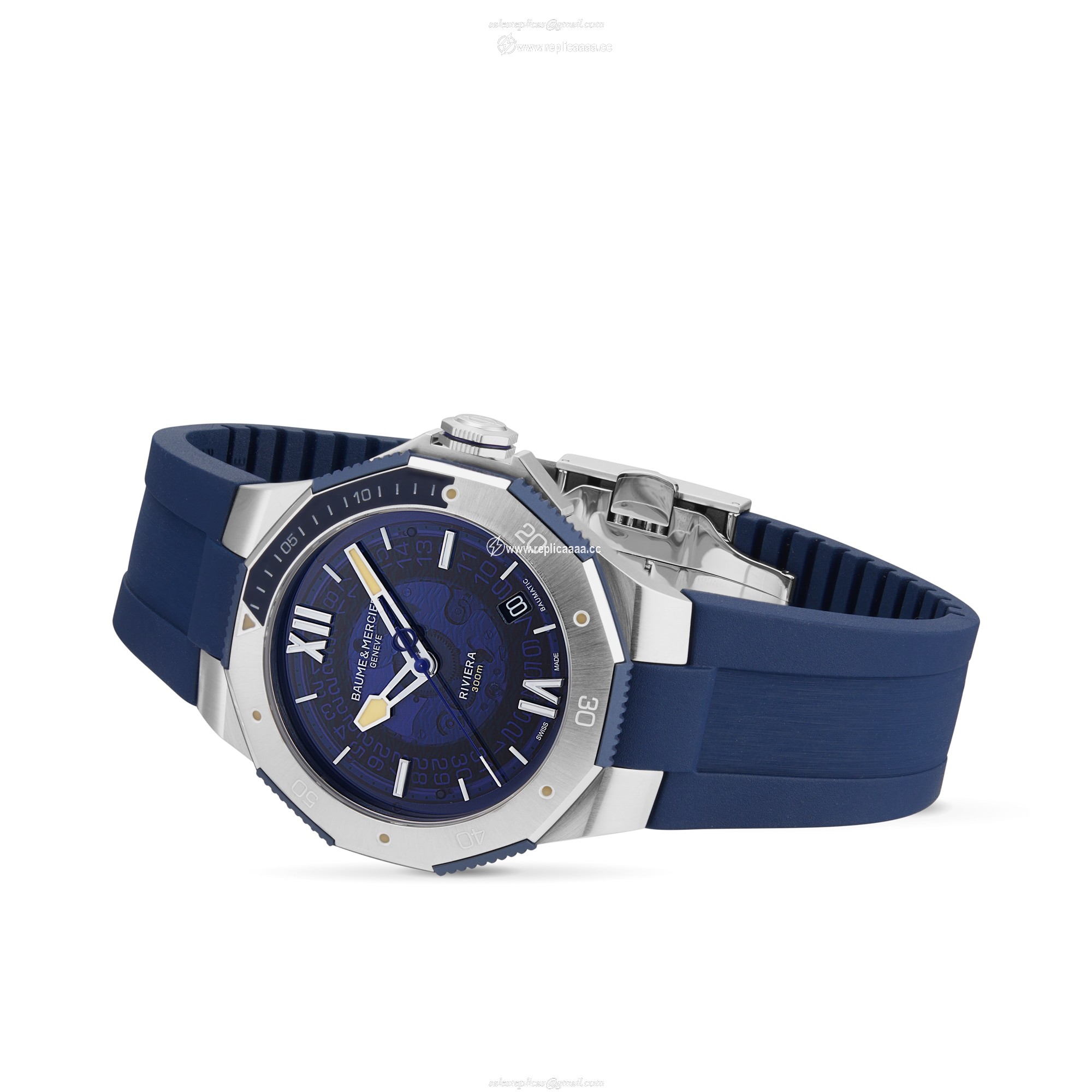 Replica Baume & Mercier Riviera Automatic 42mm Mens details Blue BMOA10716