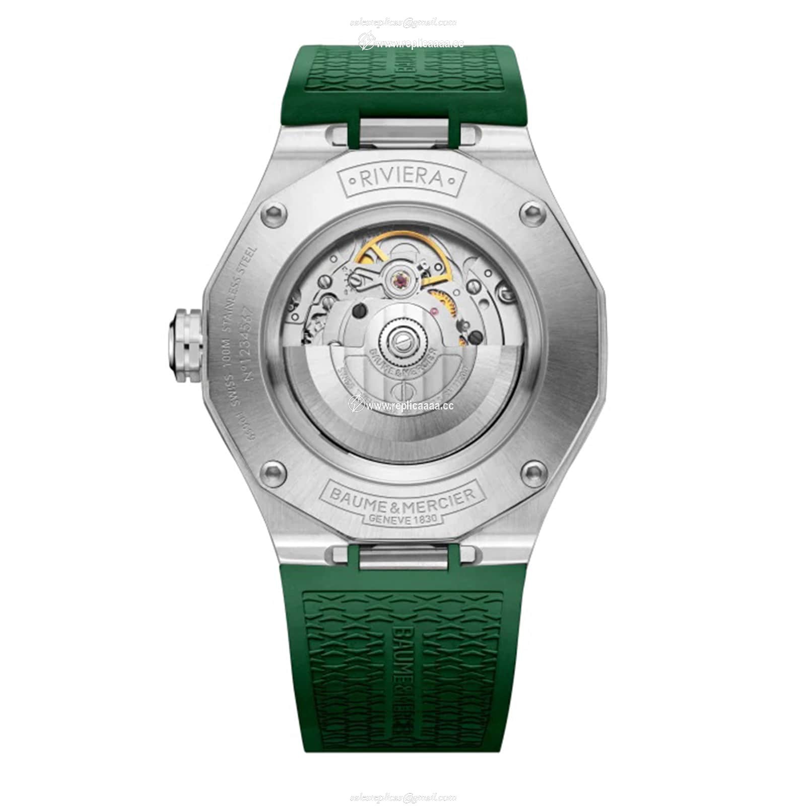 Replica Baume & Mercier Riviera 42mm Mens details Green M0A10618 2 Replica Baume & Mercier Riviera 42mm Mens details Green M0A10618