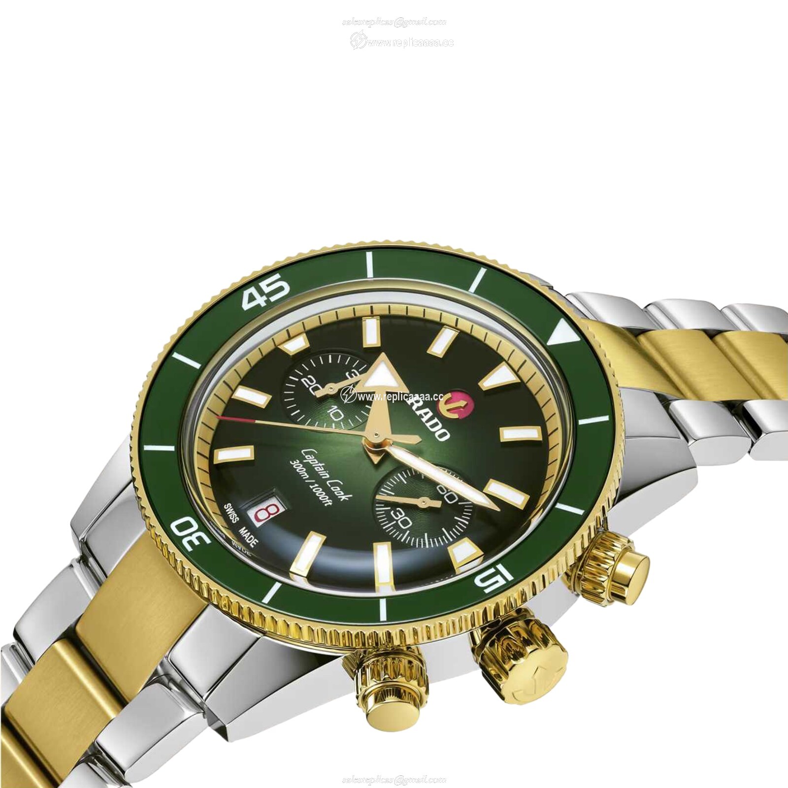 Replica Rado Captain Cook 43mm Mens details Green Interchangeable Straps R32151318 2 Replica Rado Captain Cook 43mm Mens details Green Interchangeable Straps R32151318
