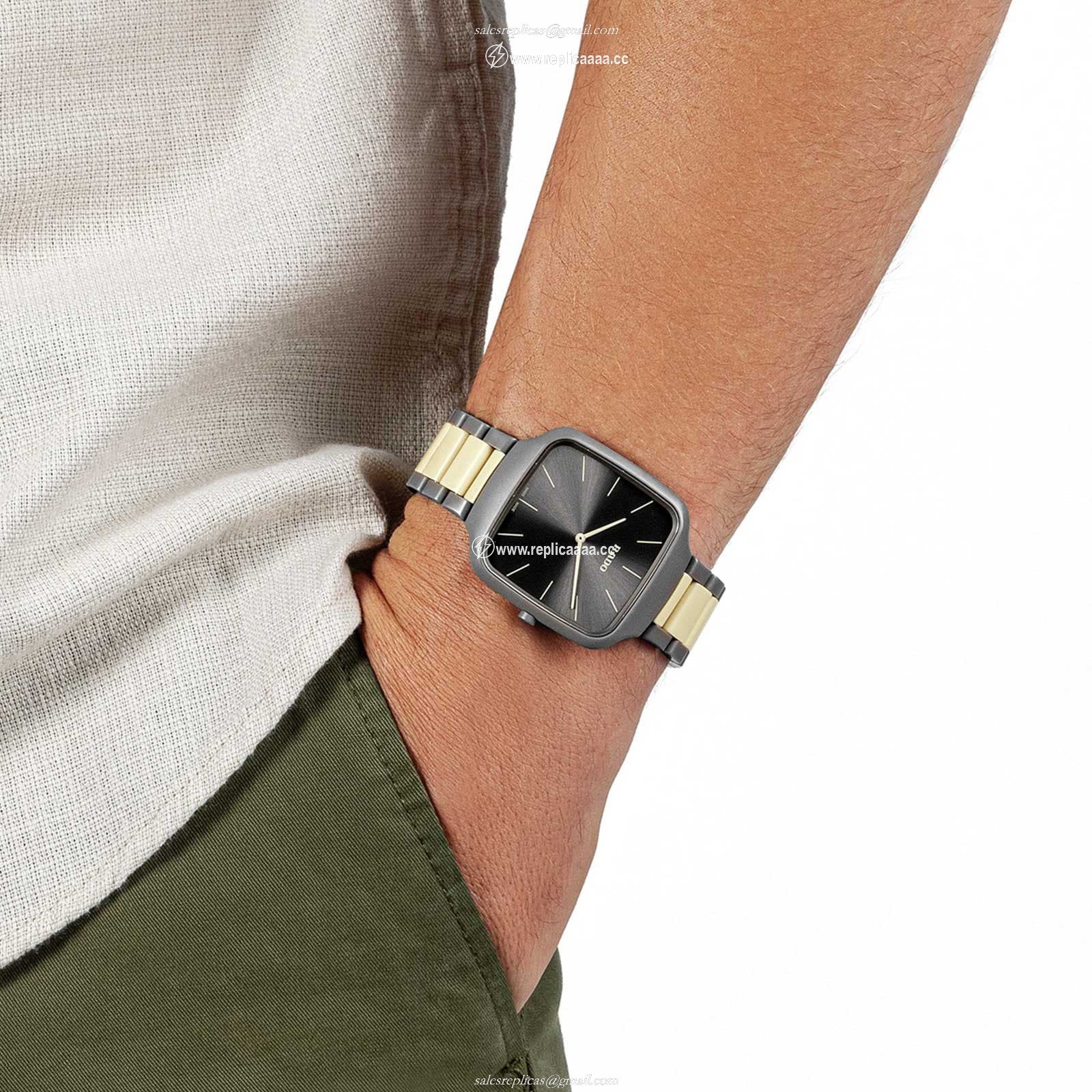 Replica Rado True Square Thinline X Les Couleurs Le Corbusier 37mm Limited Edition Unisex details Grey And Cream R27046172