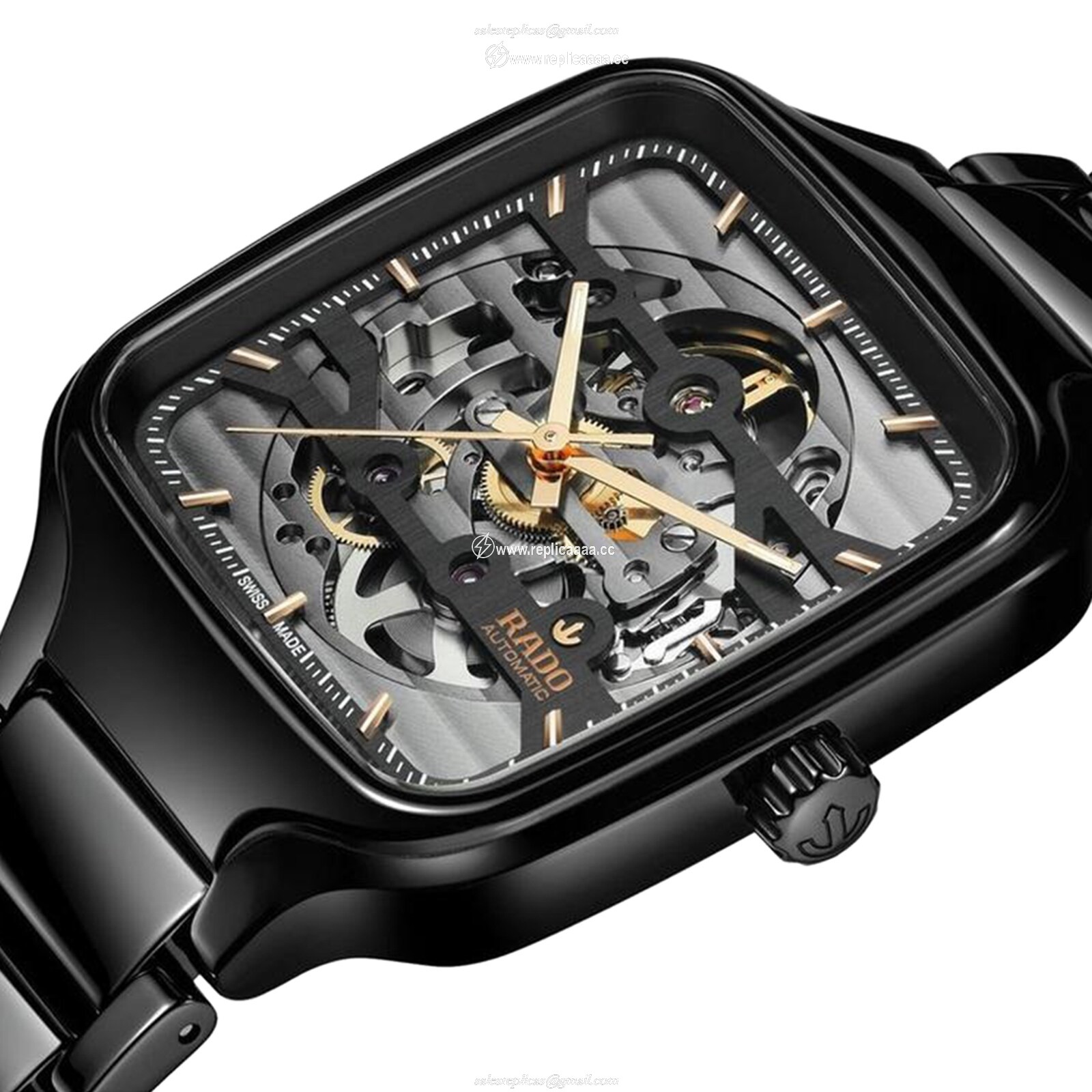 Replica Rado True Square Automatic Skeleton 38mm Unisex details R27124162