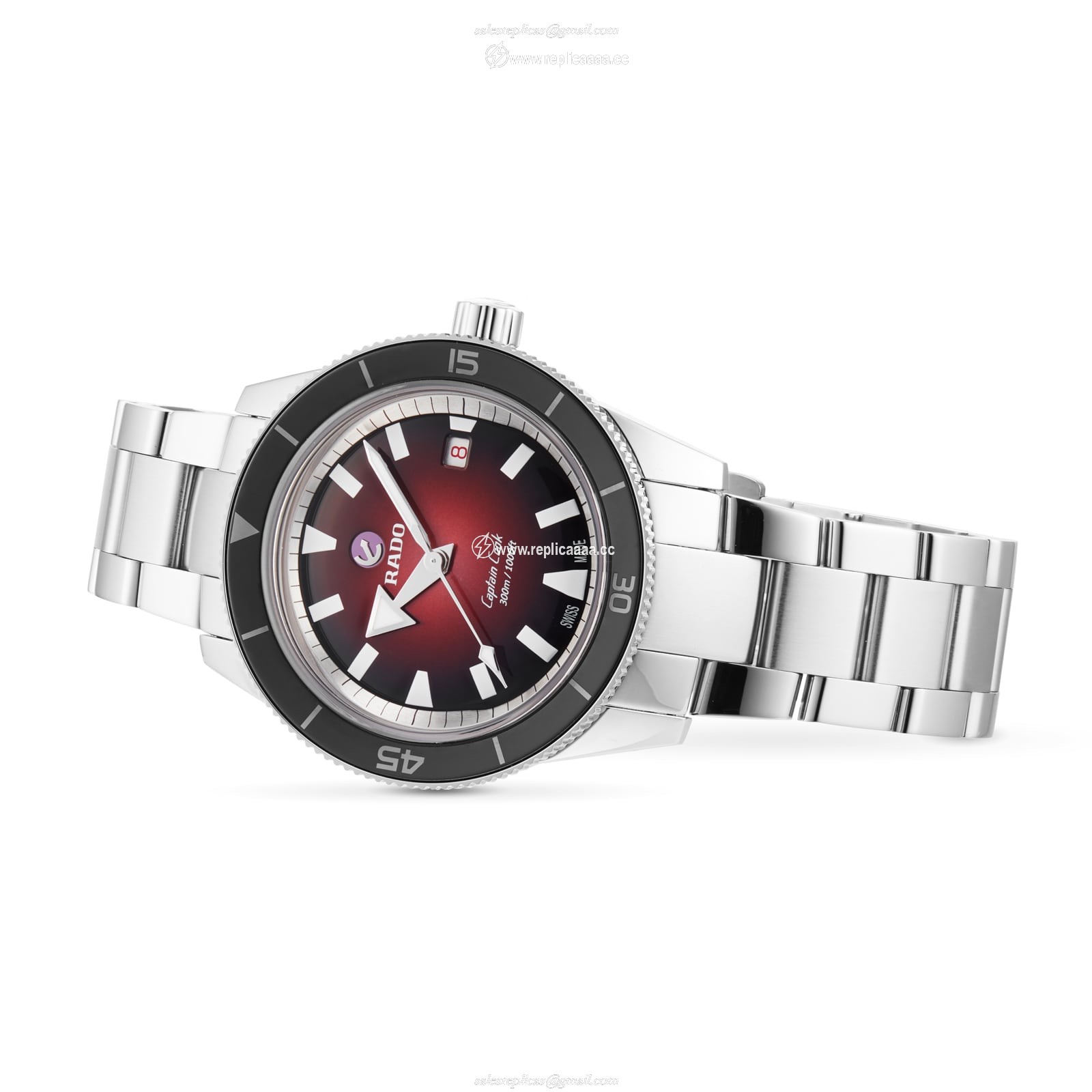 Replica Rado Captain Cook Red Automatic 42mm Mens details R32105353