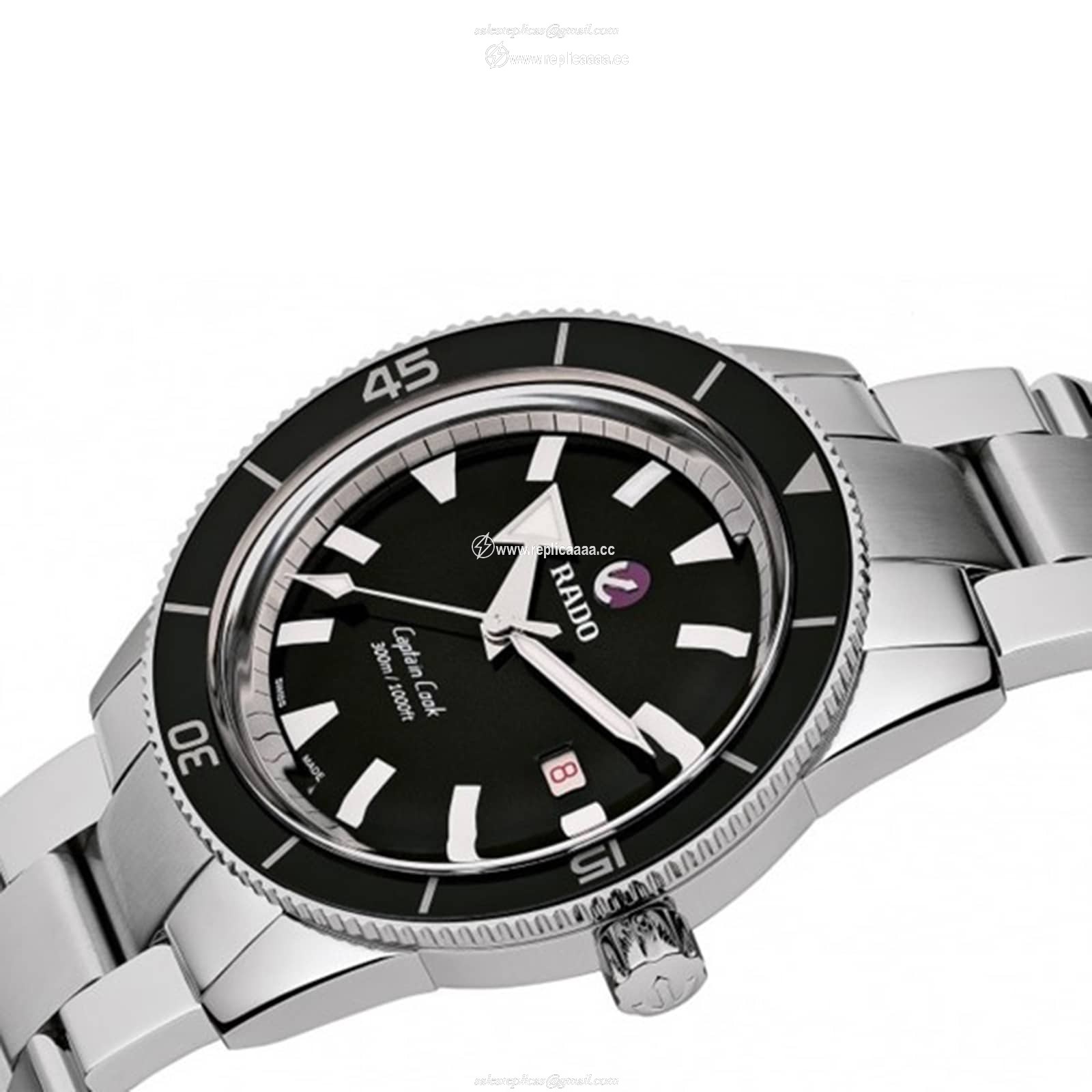 Replica Rado Captain Cook Black Automatic Mens details R32105153