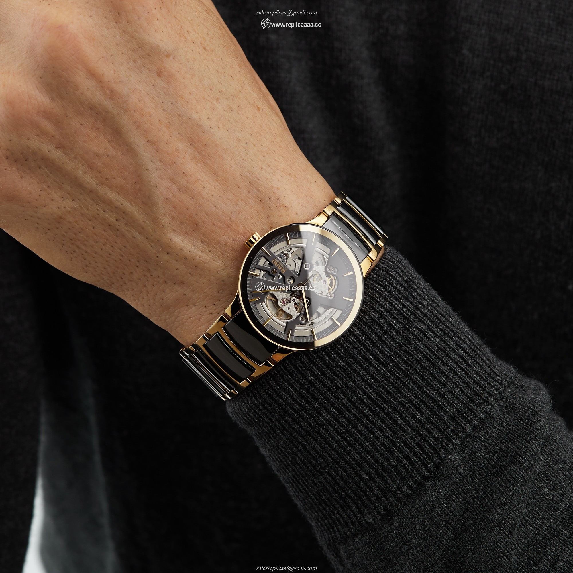 Replica Rado Centrix Skeleton 38mm Mens details R30180162