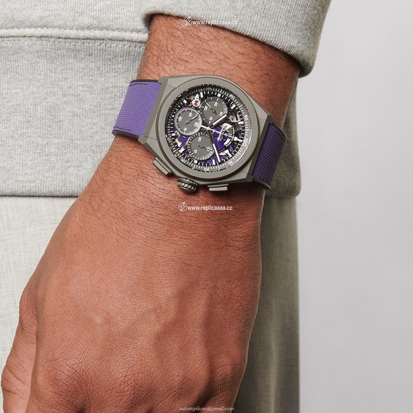 Replica Zenith Defy El Primero 21 Ultraviolet 44mm Mens details 97.9001.9004/80.R922 2 Replica Zenith Defy El Primero 21 Ultraviolet 44mm Mens details 97.9001.9004/80.R922
