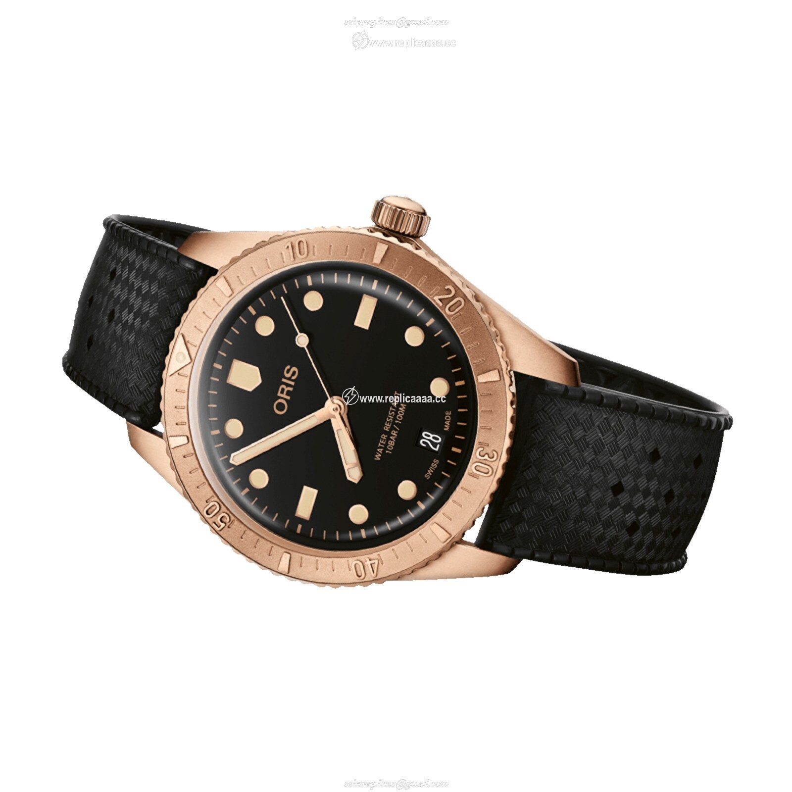 Replica Oris Divers Sixty Five Date Cotton Candy Sepia 38mm Mens details Rubber 01 733 7771 3154-07 4 19 18BR