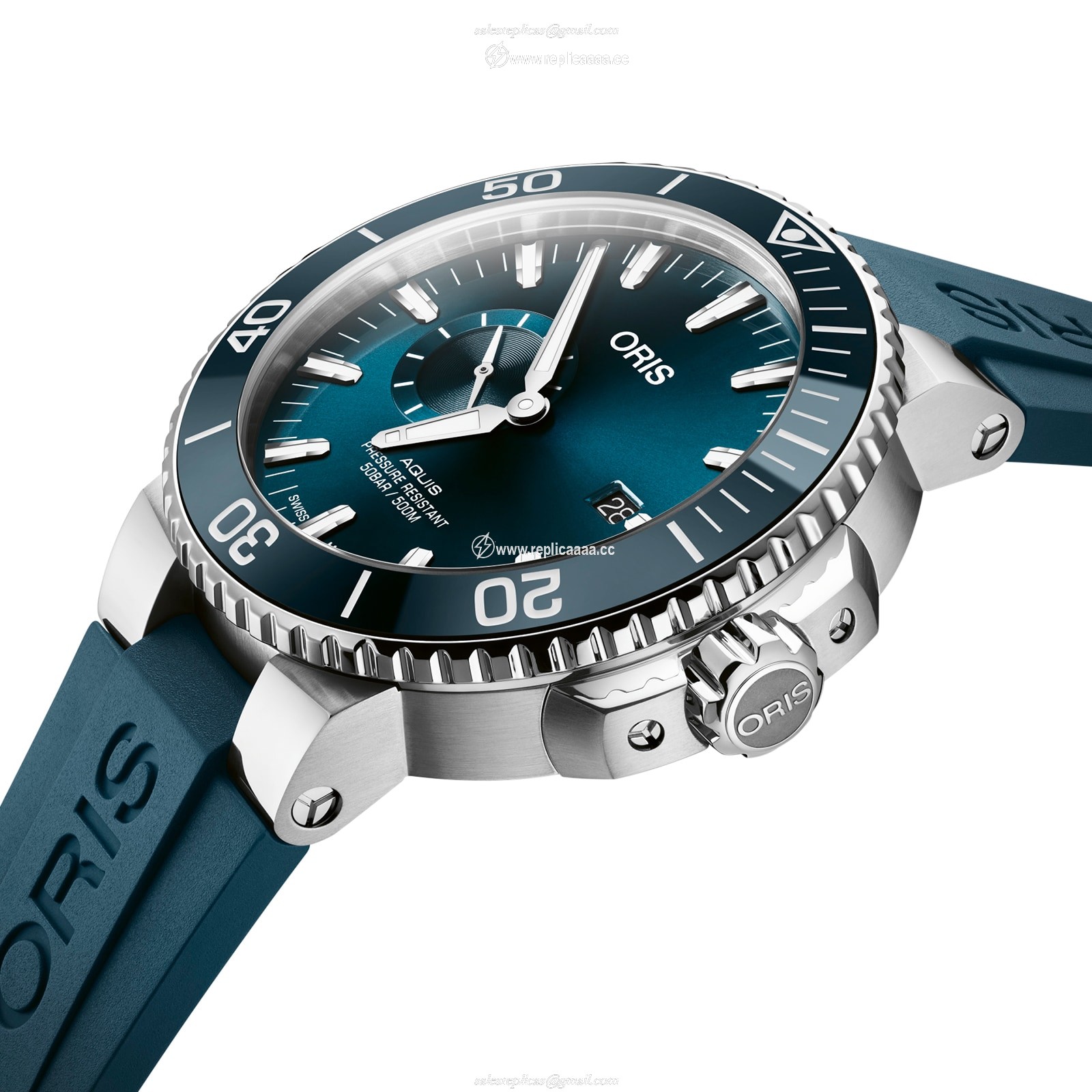 Replica Oris Aquis 45.5mm Mens details Blue Rubber 01 743 7733 4155-07 4 24 69EB 2 Replica Oris Aquis 45.5mm Mens details Blue Rubber 01 743 7733 4155-07 4 24 69EB