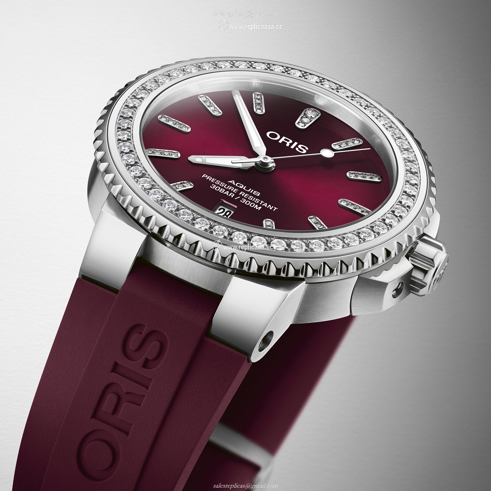 Replica Oris Aquis Cherry Diamond Bezel 41.5mm Unisex details - Rubber Strap 01 733 7766 4998-07 4 22 68FC 2 Replica Oris Aquis Cherry Diamond Bezel 41.5mm Unisex details - Rubber Strap 01 733 7766 4998-07 4 22 68FC