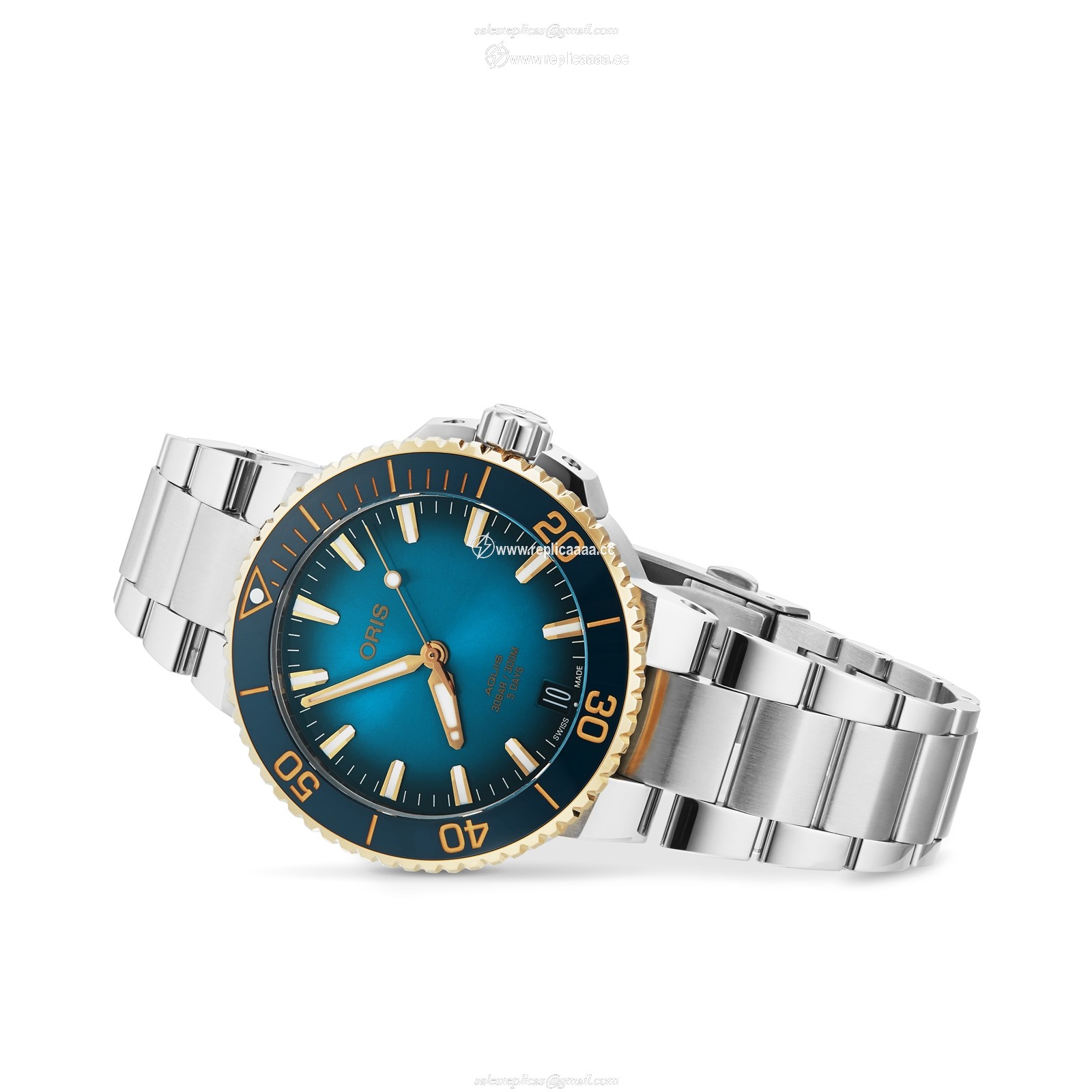 Replica Oris Aquis Date Calibre 400 41.5mm Mens details Blue 01 400 7769 6355-07 8 22 09PEB