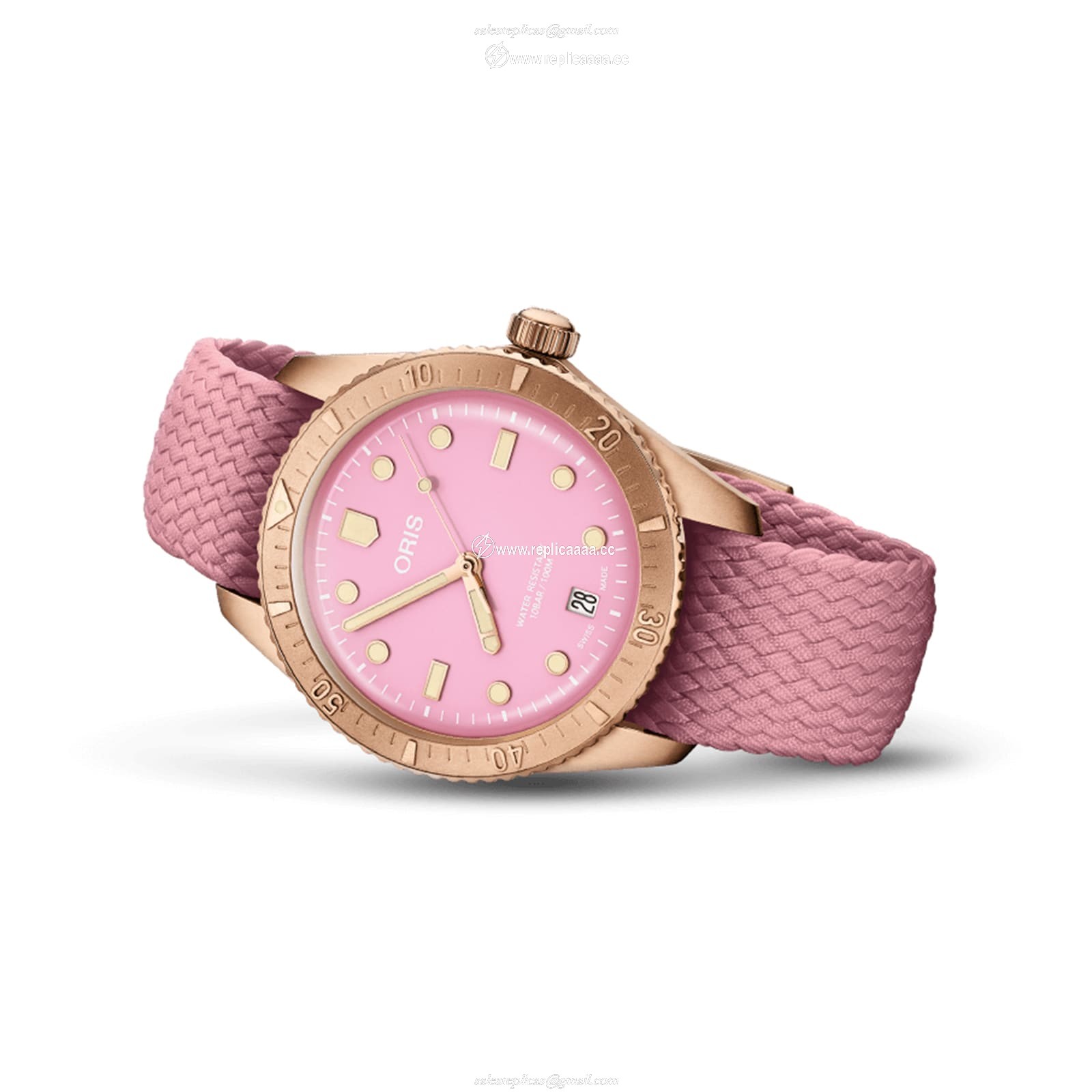 Replica Oris Divers Sixty-Five 38mm Bronze Divers Sixty-Five Cotton Candy Pink 01 733 7771 3158-07 3 19 04BRS